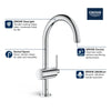 [23828003] Single Hole Single-Handle L-Size Bathroom Faucet 1.2 GPM - GROHE StarLight Chrome
