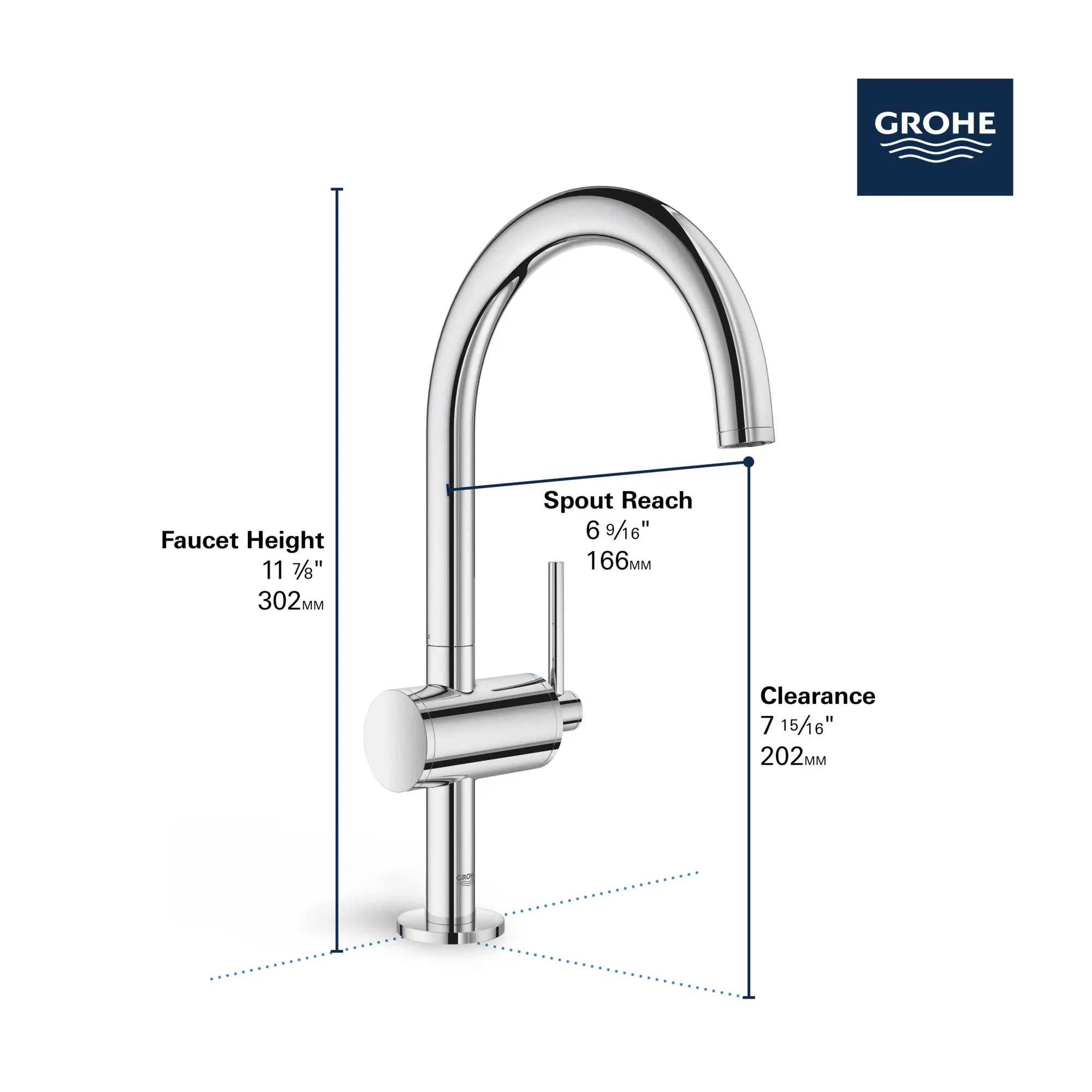 Robinet monotrou, taille L // CHROME STARLIGHT GROHE // 68453_GROHE_Atrio_Bath_1-Hole_Faucet_L-Size_23828_3_Infographics_2_0_CDNwebp.webp