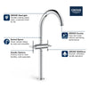 [21046003] Single Hole Two-Handle Deck Mount Vessel Sink Faucet 1.2 GPM - GROHE StarLight Chrome