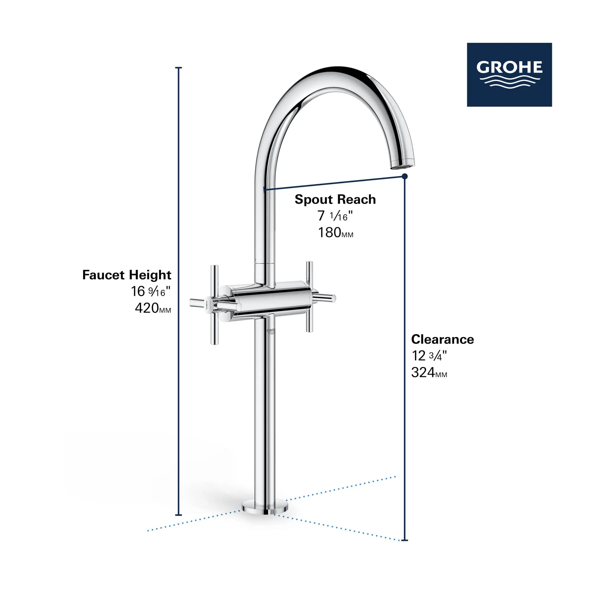 Robinet monotrou pour vasque // CHROME STARLIGHT GROHE // 68466_GROHE_Atrio_Bath_2-Handle_Faucet_21046_3_Infographics_2_0_CDNwebp.webp