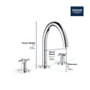 [25048003] 3-Hole 2-Handle Deck Mount Roman Tub Faucet - GROHE StarLight Chrome