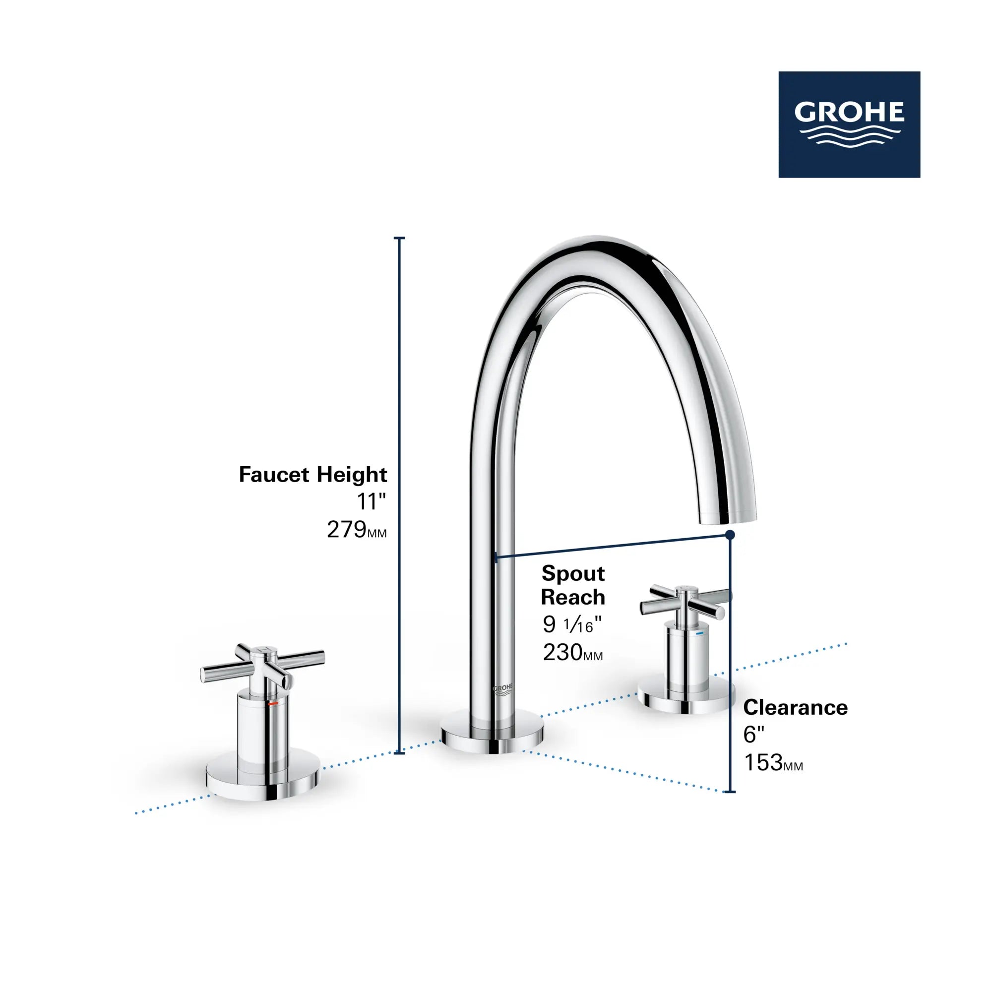 Robinet de bain // CHROME STARLIGHT GROHE // 68468_GROHE_Atrio_Bath_3-Hole_TubFiller_25048_3_Infographics_2_0_CDNwebp.webp