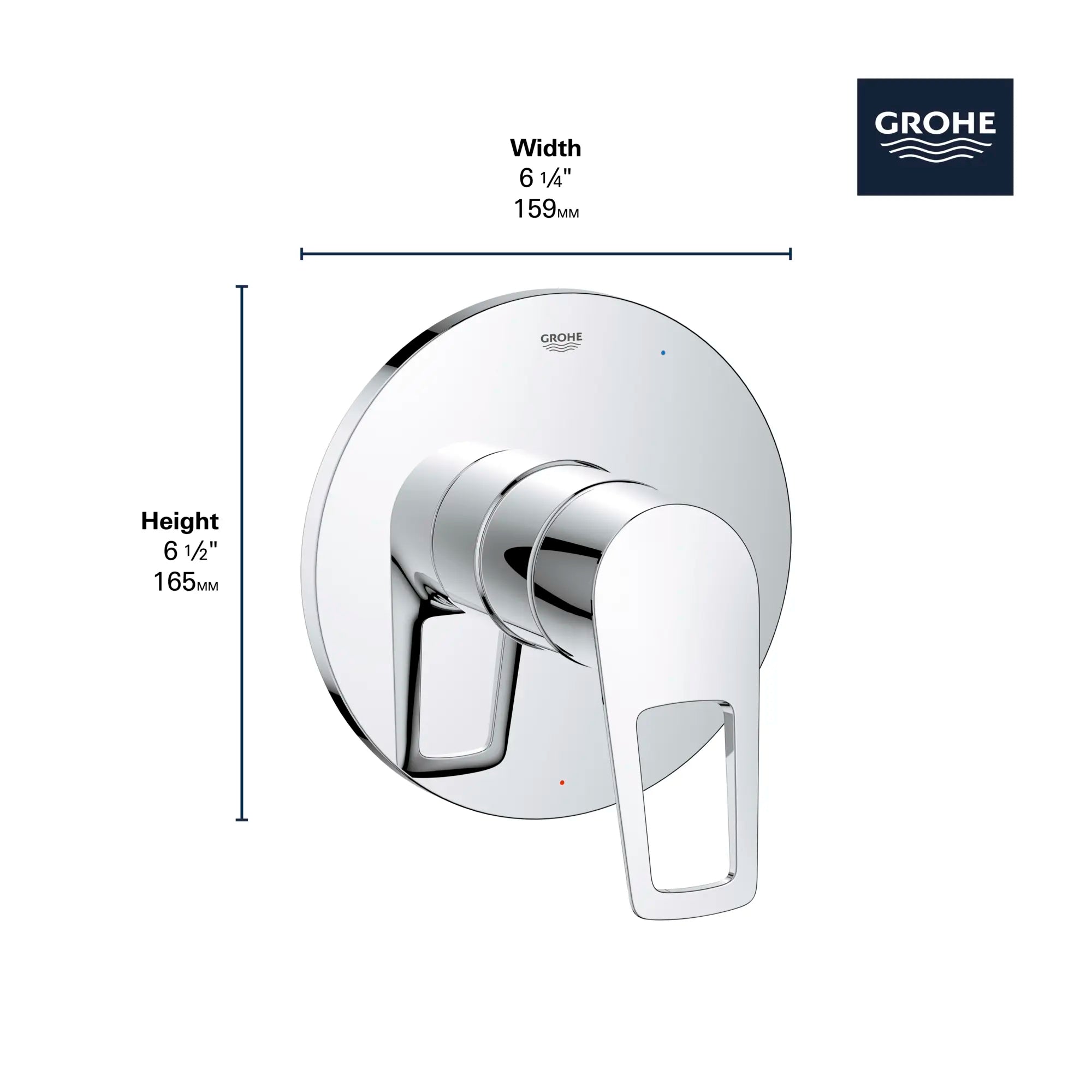 Garniture d’obturateur régulateur de pression // CHROME STARLIGHT GROHE // 68516_GROHE_BauLoop_Bath_Faucet_19595001_Infographics_1_0_CDNwebp.webp