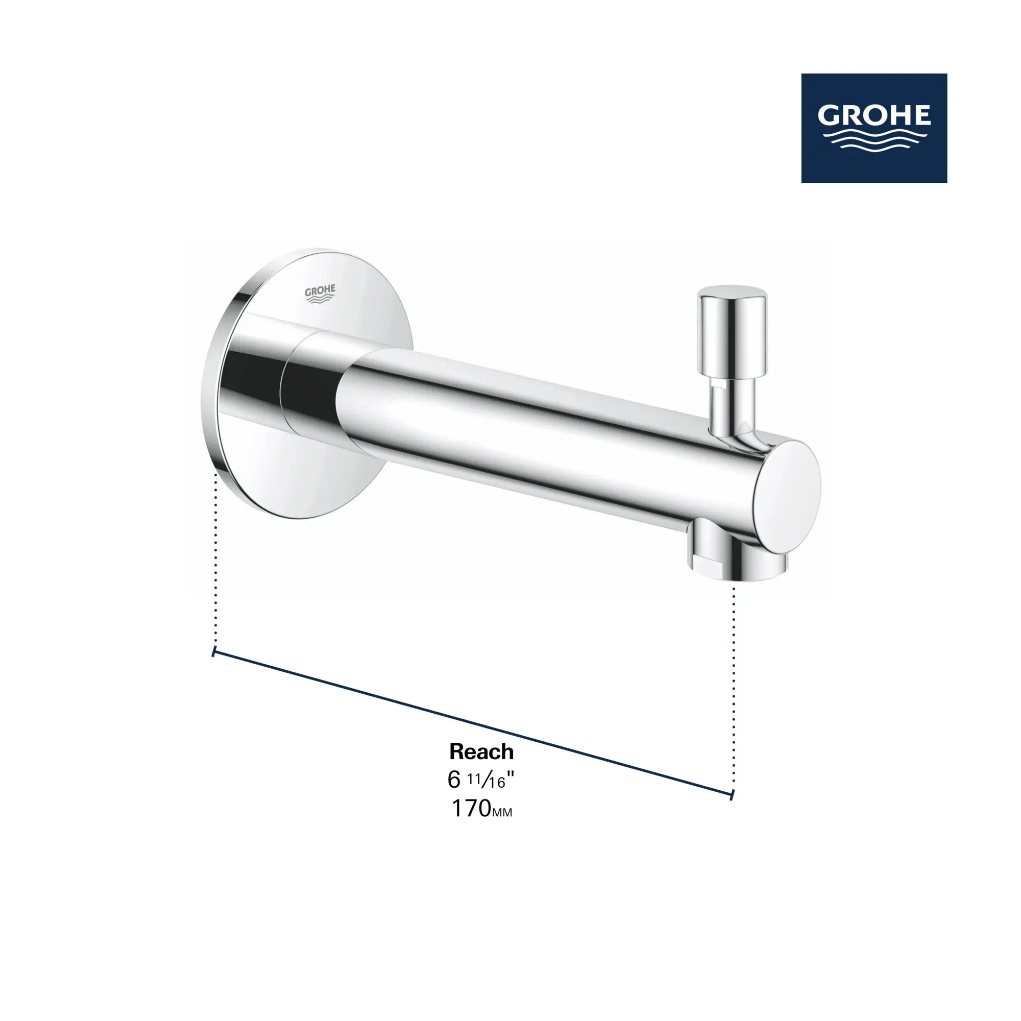 Bec de baignoire de 6 11?16 po avec inverseur // CHROME STARLIGHT GROHE // 68576_GROHE_Concetto_Tub_Spout_Dimensional_13275_1_Infographics_1_0_CDNwebp.webp
