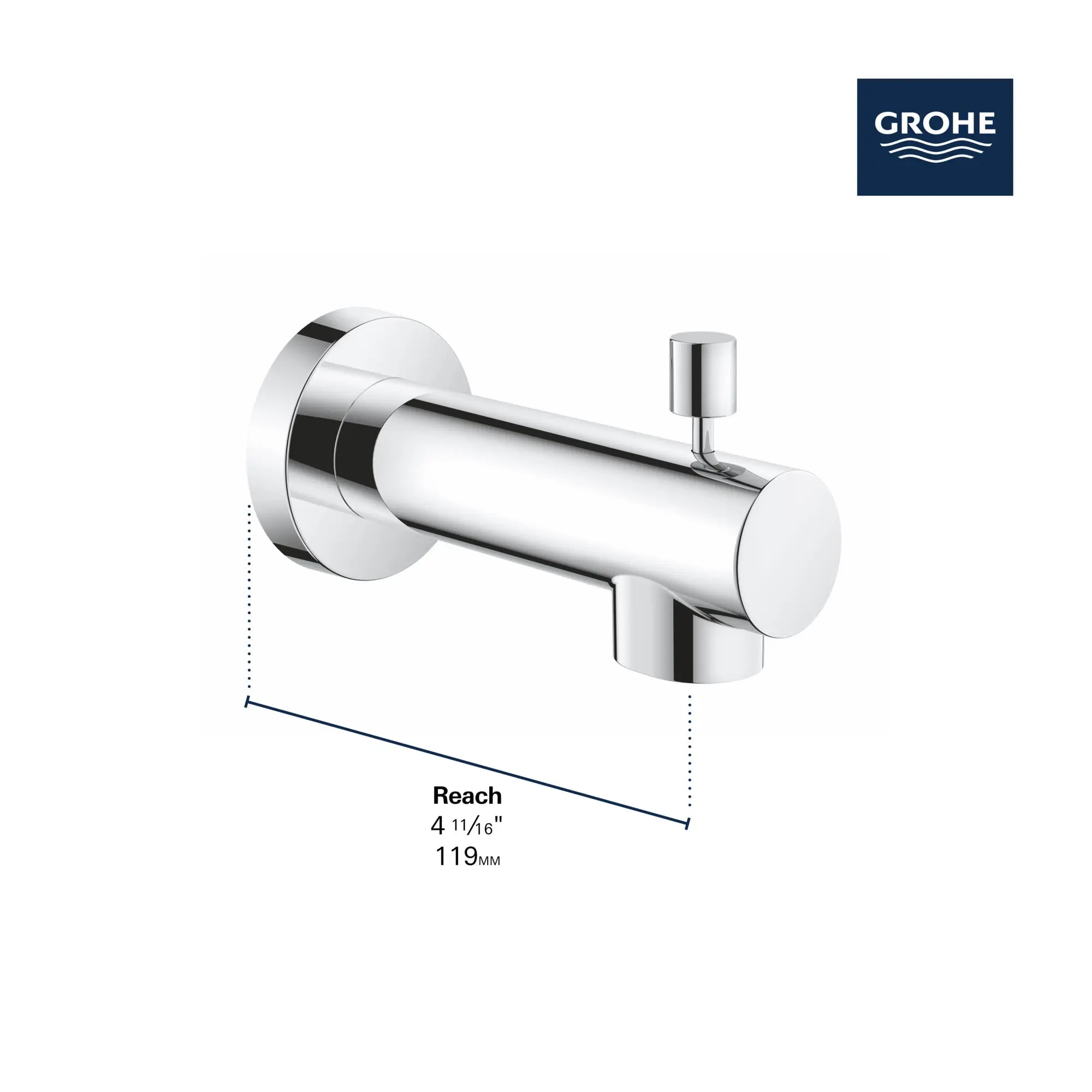 Bec de baignoire de 4 11?16 po avec inverseur // CHROME STARLIGHT GROHE // 68578_GROHE_Concetto_Tub_Spout_Dimensional_13366_0_Infographics_1_0_CDNwebp.webp