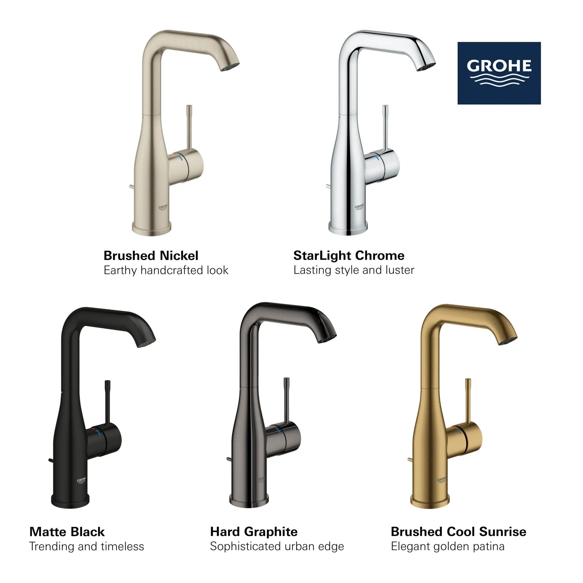 Robinet monotrou pour salle de bain, à poignée simple, taille G, 4,5 L/min (1,2 gpm) // CHROME STARLIGHT GROHE // 68627_GROHE_Essence_Bath_OHM_L-Size_23486_A_Info_3_0_CDNwebp.webp
