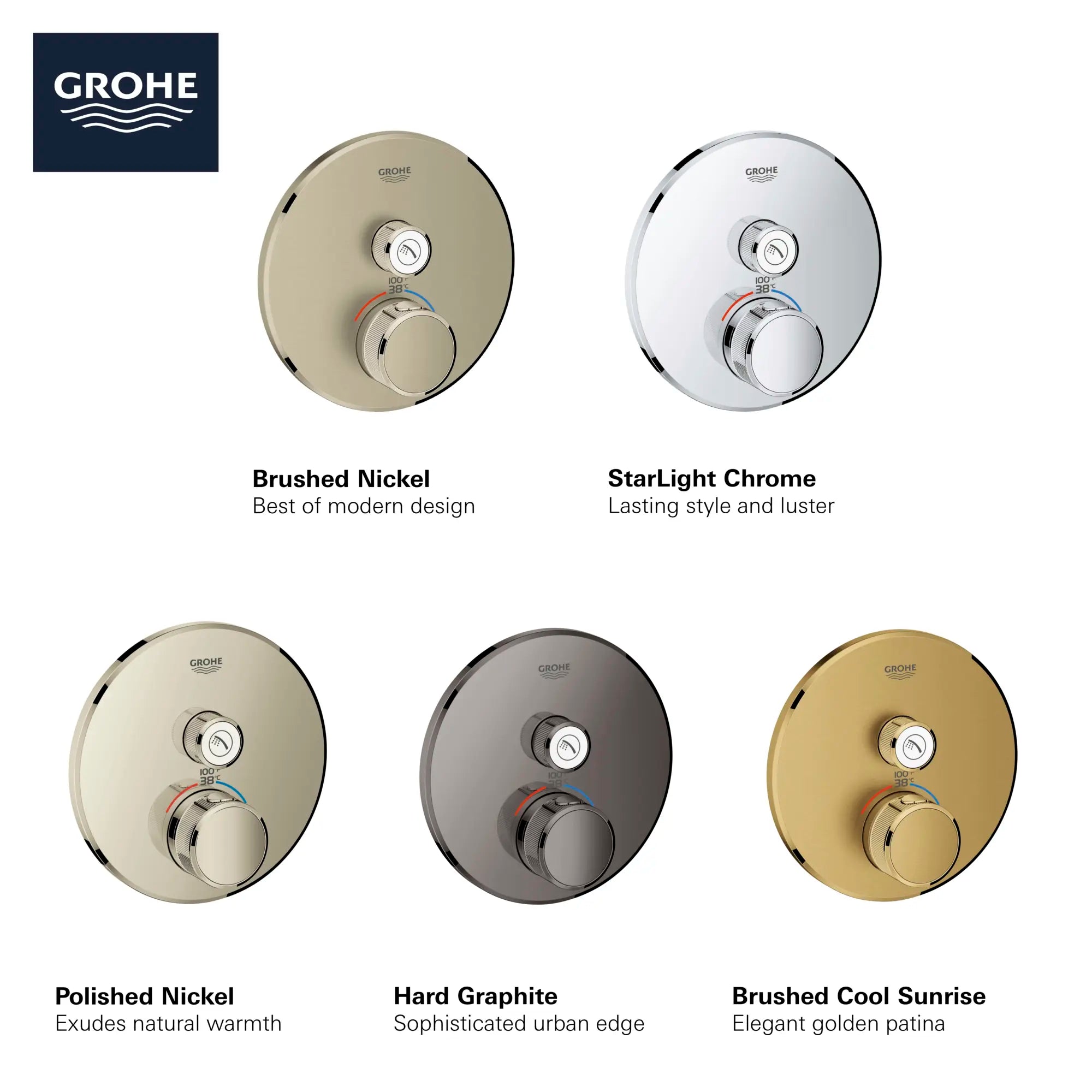 GrohTherm SmartControl - Garniture de valve thermostatique à fonction simple // CHROME STARLIGHT GROHE // 68692_GROHE_Infographics_Essence_Bath_Showers_29136_F1_0_CDNwebp.webp