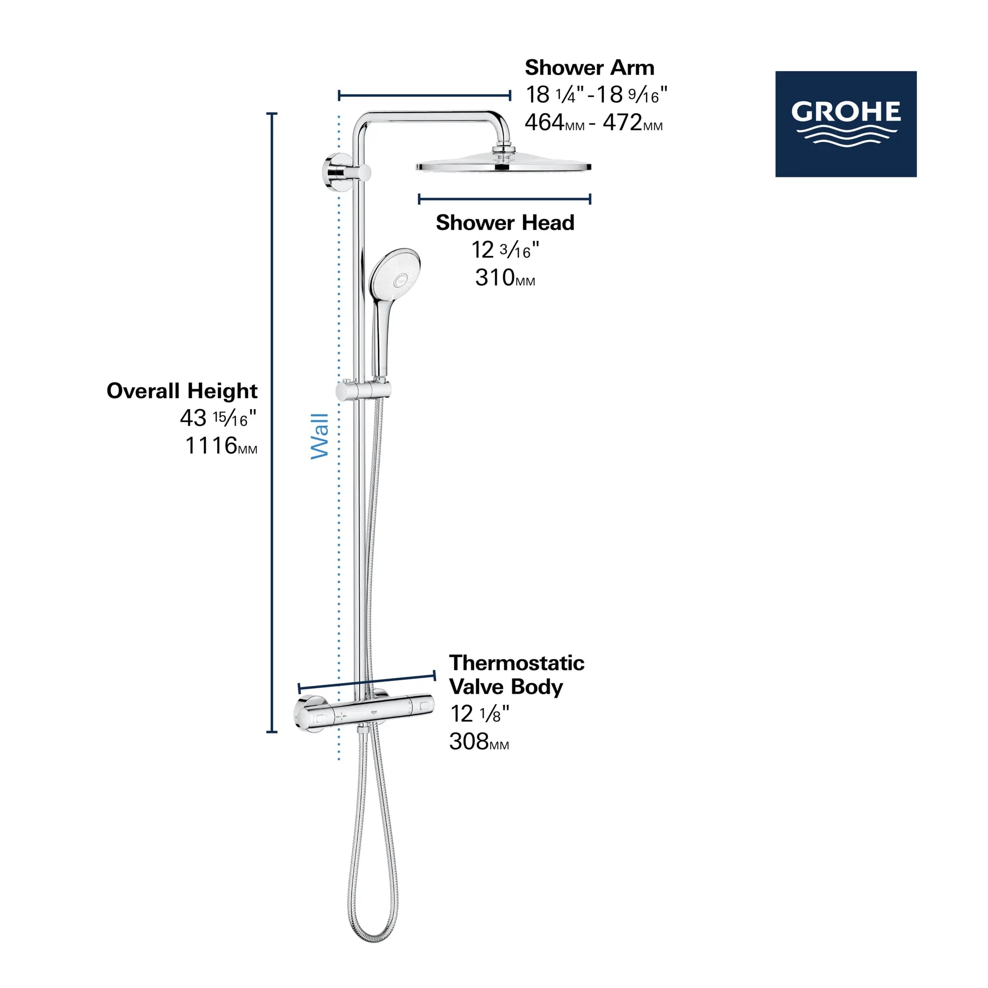 Système de douche thermostatique 310 doté de la technologie CoolTouch // CHROME STARLIGHT GROHE // 68743_GROHE_Euphoria_Shower_26726_0_Infographics_2_0_CDNwebp.webp