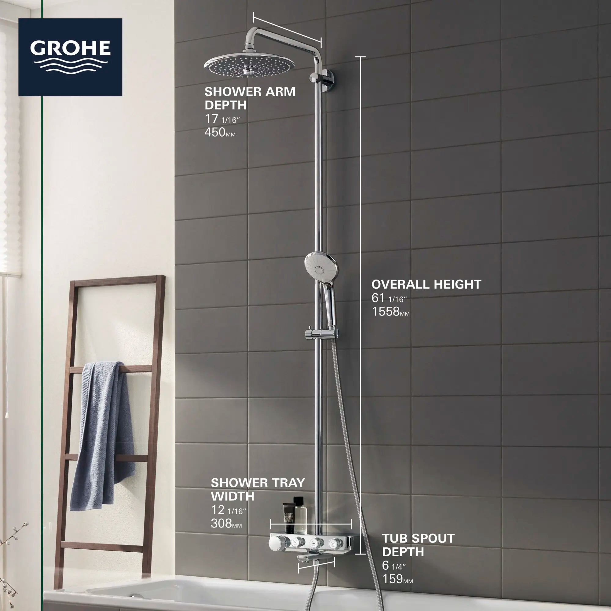 Euphoria SmartControl GROHE Système de baignoire/douche // CHROME STARLIGHT GROHE // 68769_2018_GROHE_InfoGraphic_EuphoriaSmartControl_26512_F2_0_CDNwebp.webp