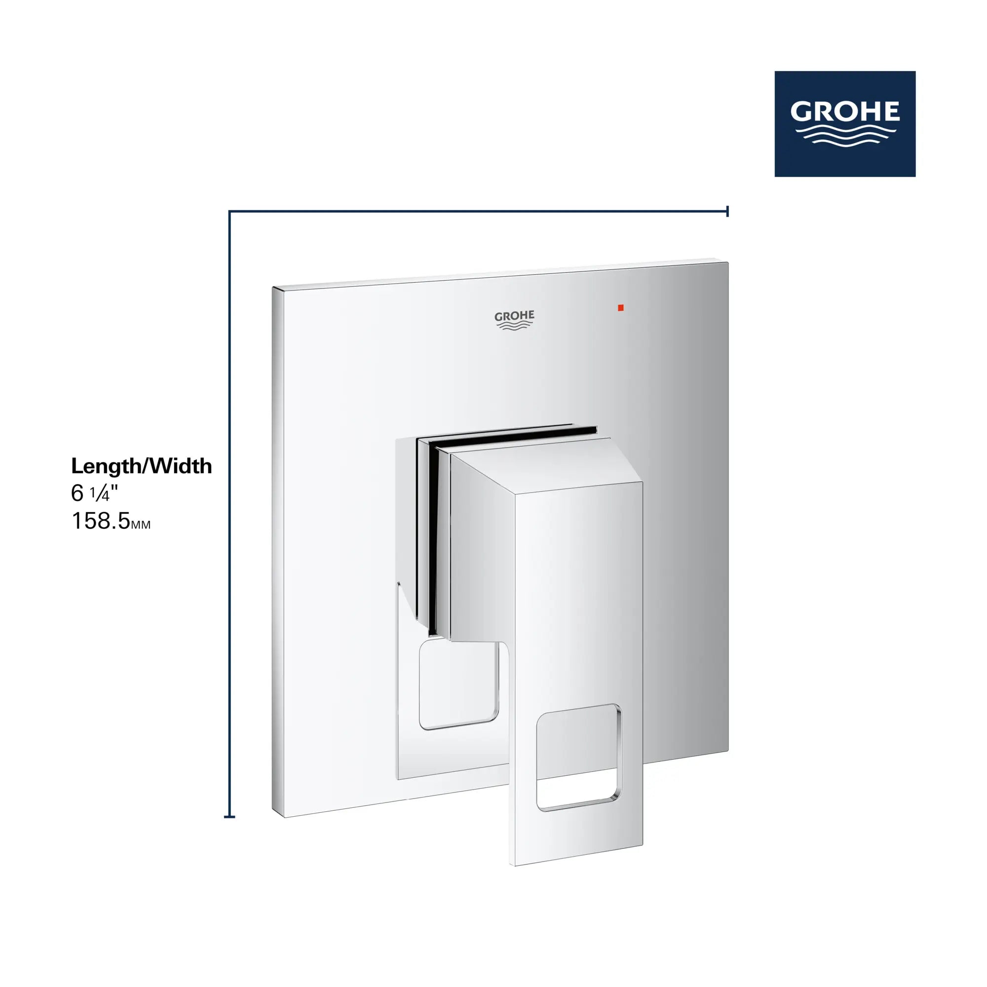 Garniture d’obturateur régulateur de pression Eurocube avec cartouche // CHROME STARLIGHT GROHE // 68802_GROHE_Eurocube_Trims_14469_0_Infographics_2_CDNwebp.webp