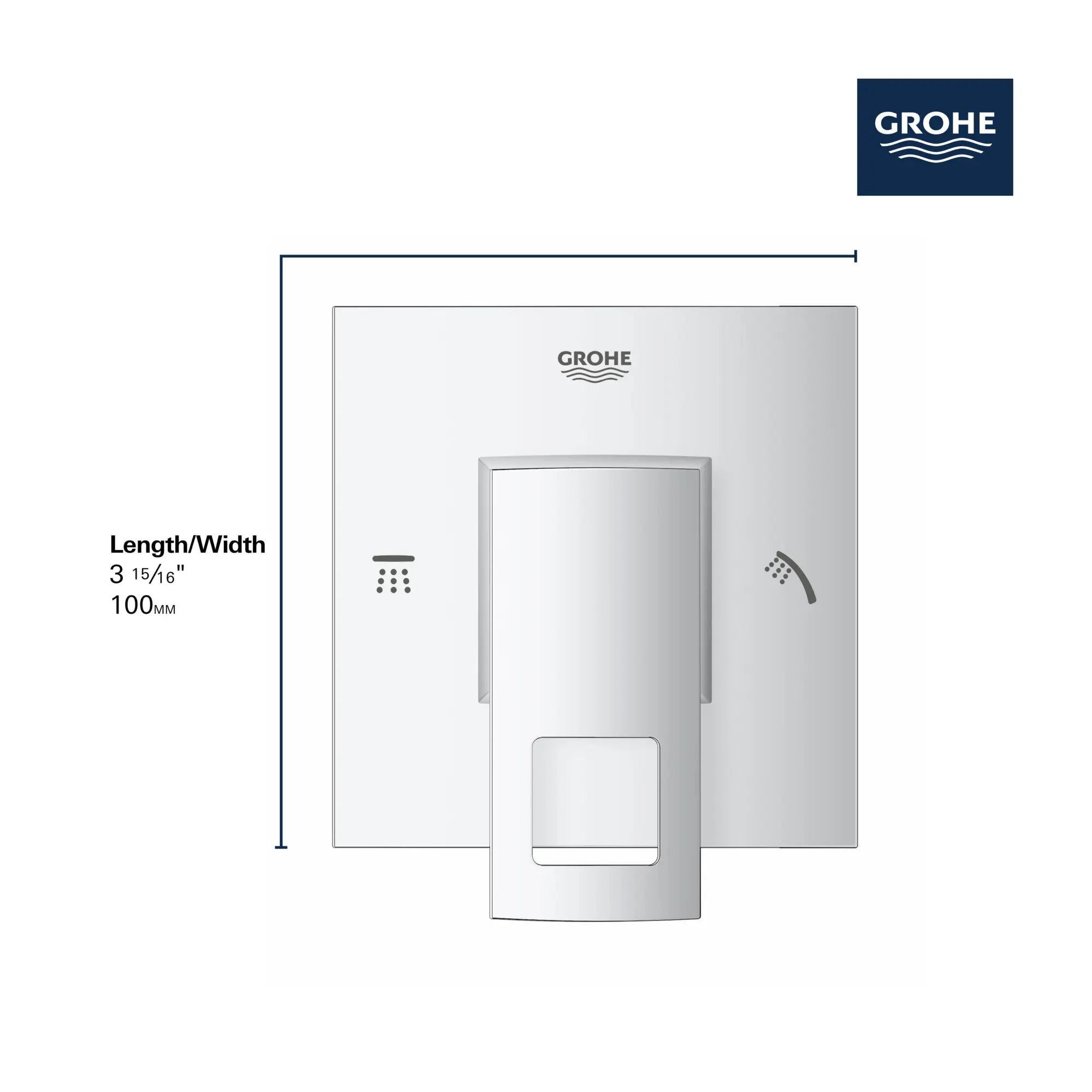 Eurocube Garniture d’inverseur à 3 voies (pomme de douche / douchette / bec de bain) // CHROME STARLIGHT GROHE // 68811_GROHE_Eurocube_Trims_29217_1_Infographics_2_0_CDNwebp.webp