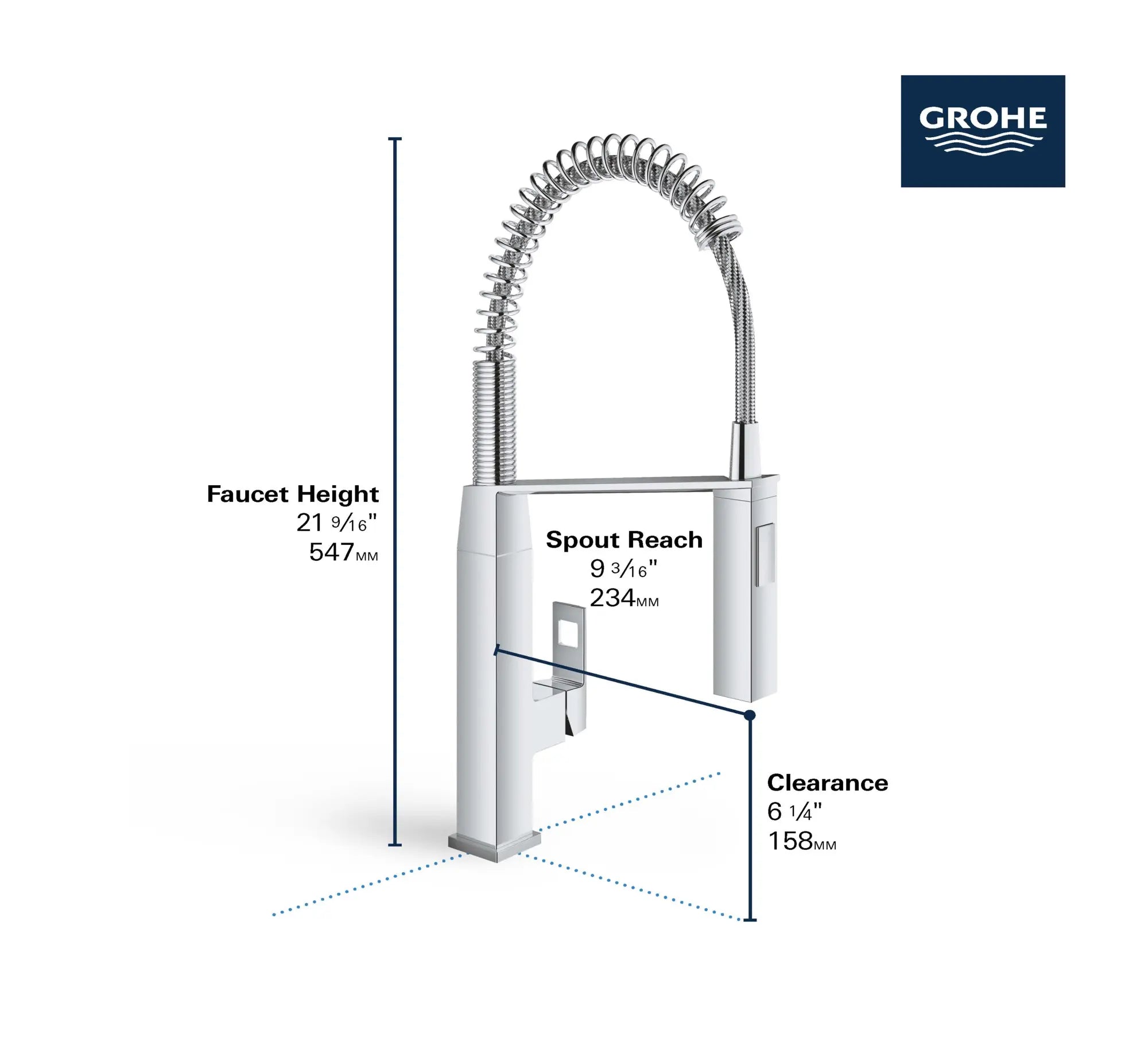 Robinet de cuisine semi-pro à poignée simple et double jet 6,6 L/min (1,75 gpm) // CHROME STARLIGHT GROHE // 68823_GROHE_Eurocube_Kitchen_Faucet_31401_0_Infographics_2_0_CDNwebp.webp