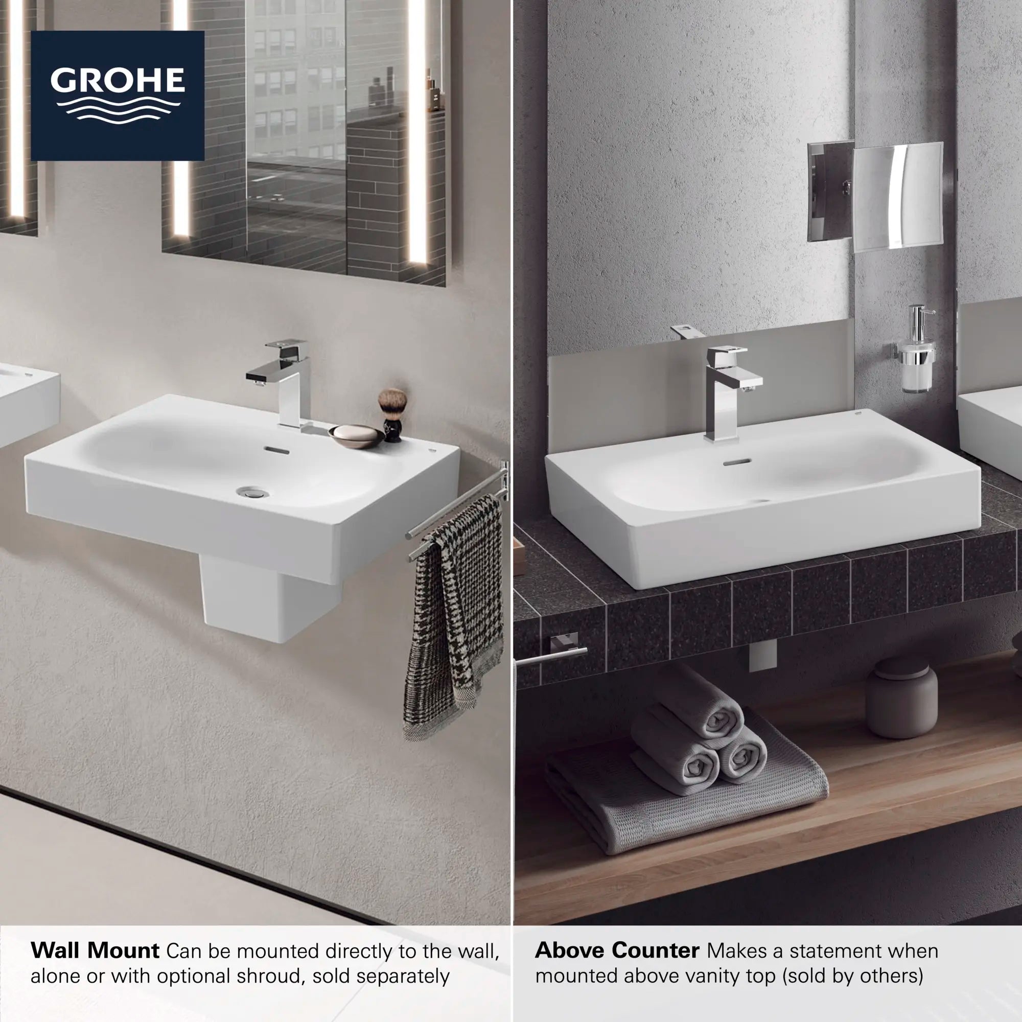Lavabo monotrou de 24 po, installation murale // BLANC ALPIN // 68829_GROHE_Eurocube_Sink_39656000_39657000_39655000_Infographics_2_0_CDNwebp.webp