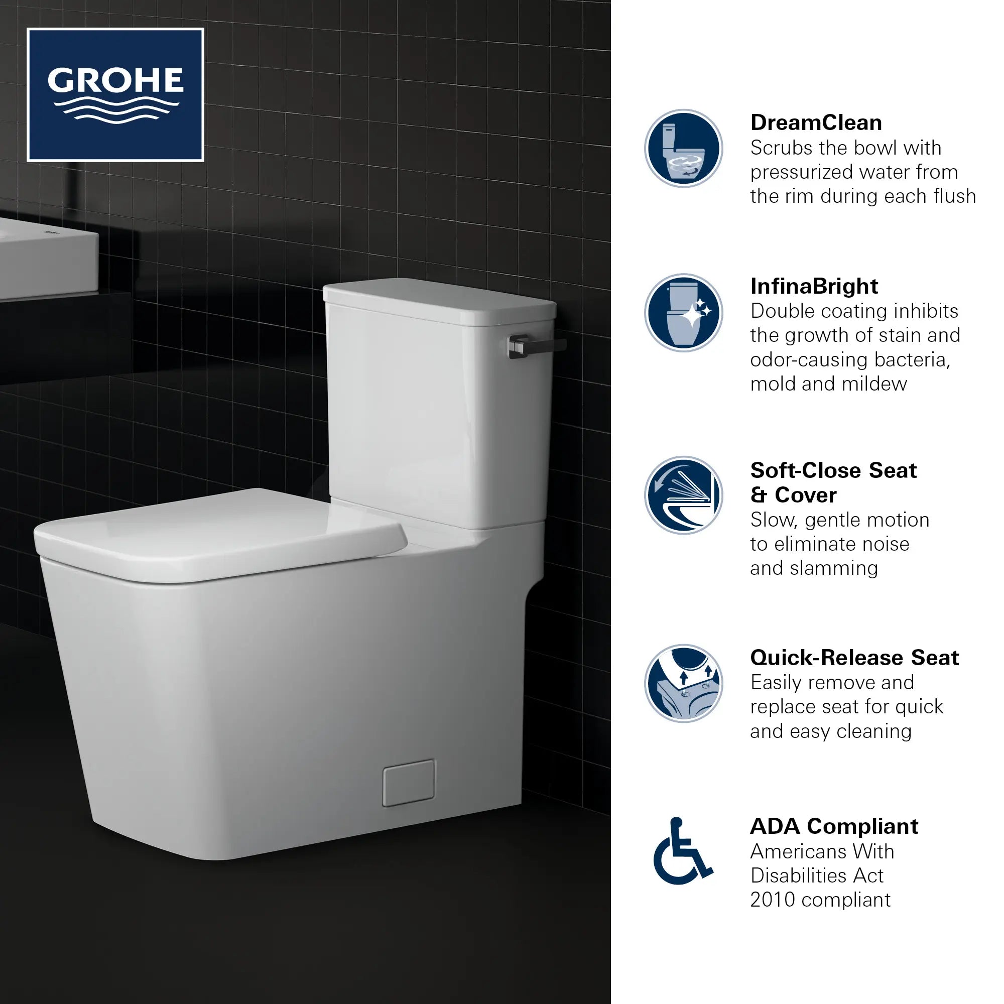 Toilette allongée en deux pièces, Hauteur idéale avec levier à droite et siège inclus, 4,8 lpc (1,28 gpc) // RIGHT / BLANC ALPIN // 68842_GROHE_Eurocube_Toilet_39663000_Infographic_1_0_CDNwebp.webp