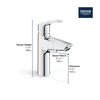 [23991003] Single Hole Single-Handle M-Size Bathroom Faucet, 1.2 GPM (4.5 L/min) with Pull-Out - GROHE StarLight Chrome