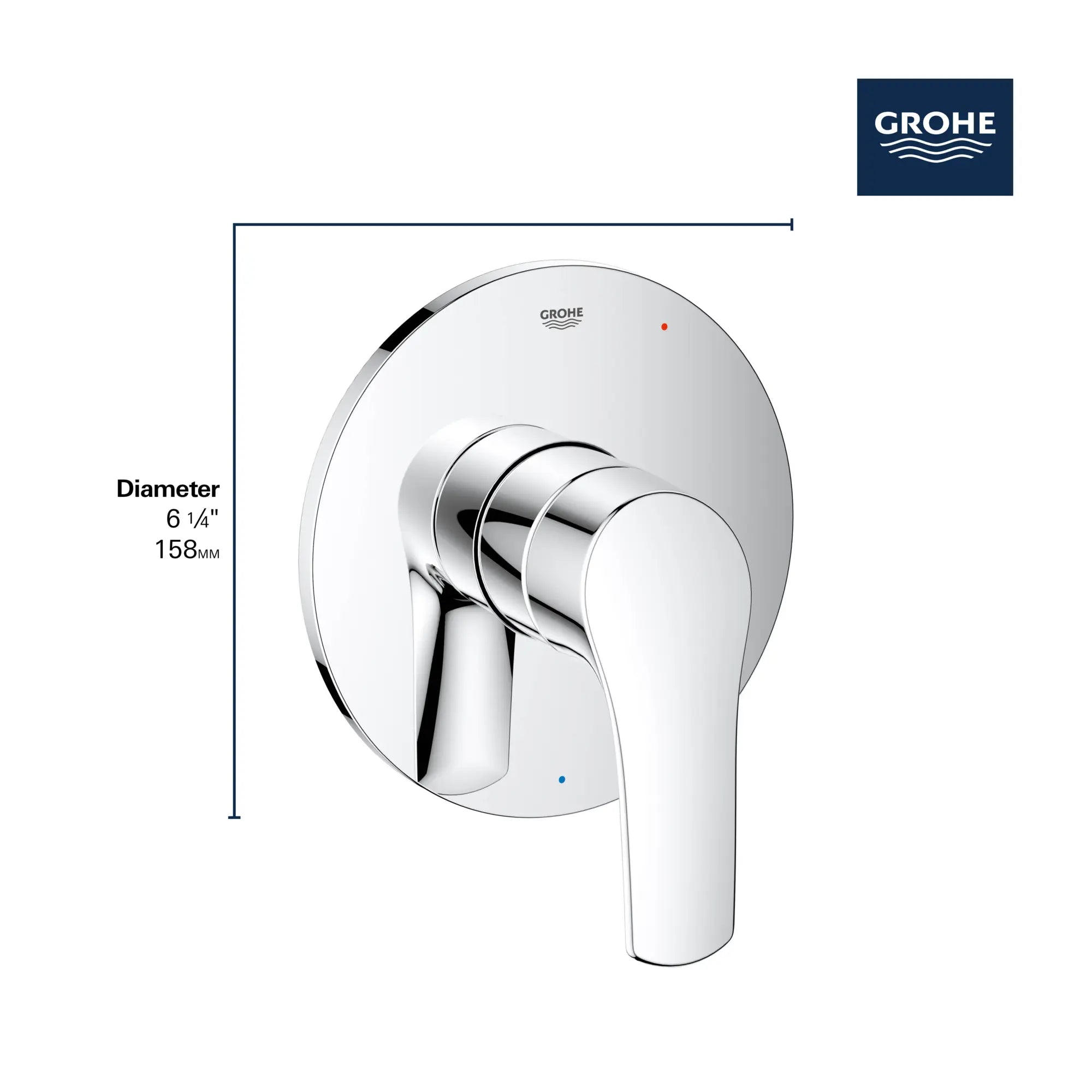 Garniture de robinet à pression équilibrée avec cartouche // CHROME STARLIGHT GROHE // 68857_GROHE_Eurosmart_Bath_Trim_19458_3_Infographics_1_0_CDNwebp.webp