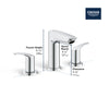 [20294003] 8-inch Widespread 2-Handle S-Size Bathroom Faucet, 1.2 GPM (4.5 L/min) - GROHE StarLight Chrome