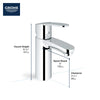 [2304200A] Single Hole Single-Handle S-Size Bathroom Faucet 1.2 GPM Less Drain - GROHE StarLight Chrome