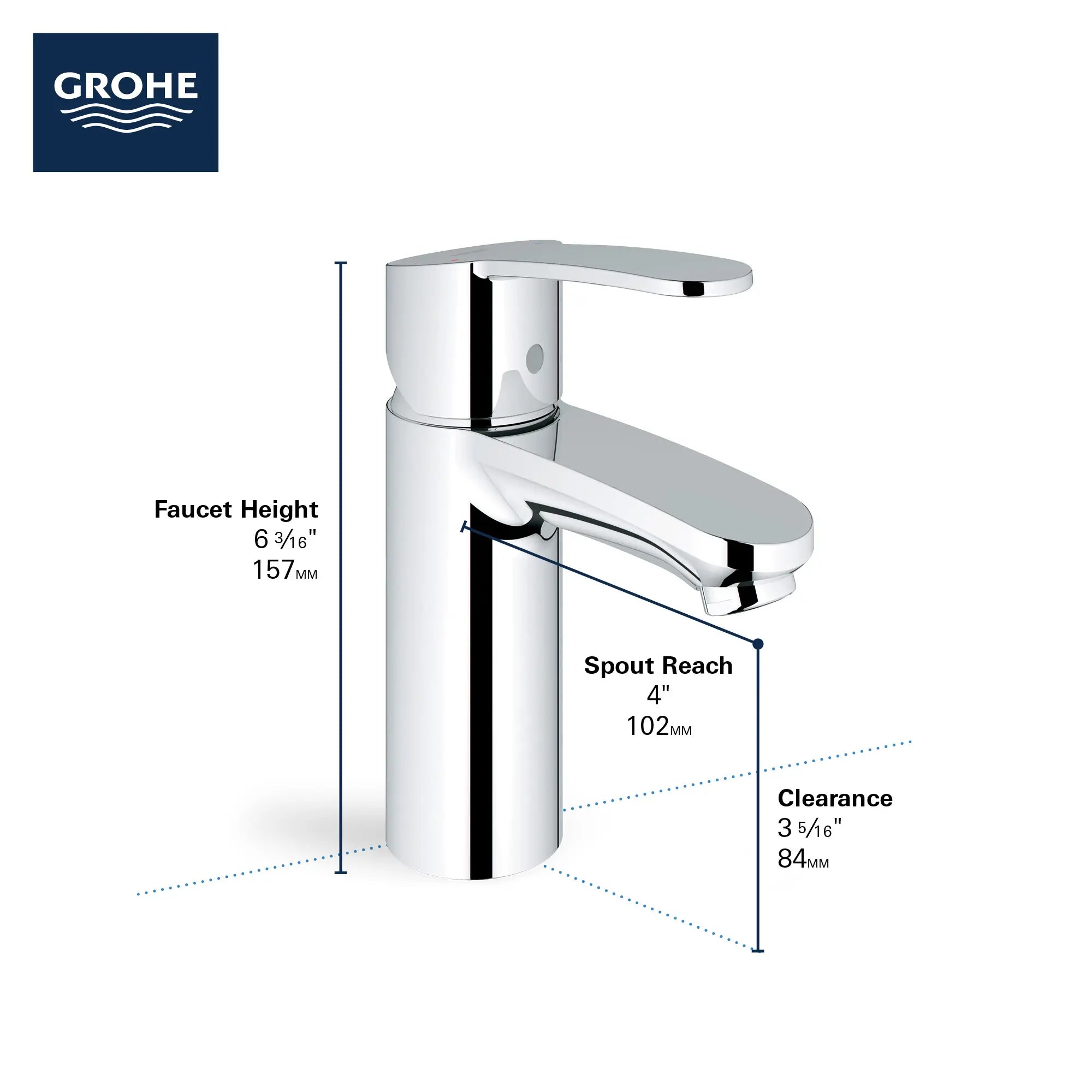 Eurostyle Cosmopolitan Robinet monotrou // CHROME STARLIGHT GROHE // 68875_GROHE_Eurostyle_Cosmopolitan_2304200A_Infographic_2_0_CDNwebp.webp