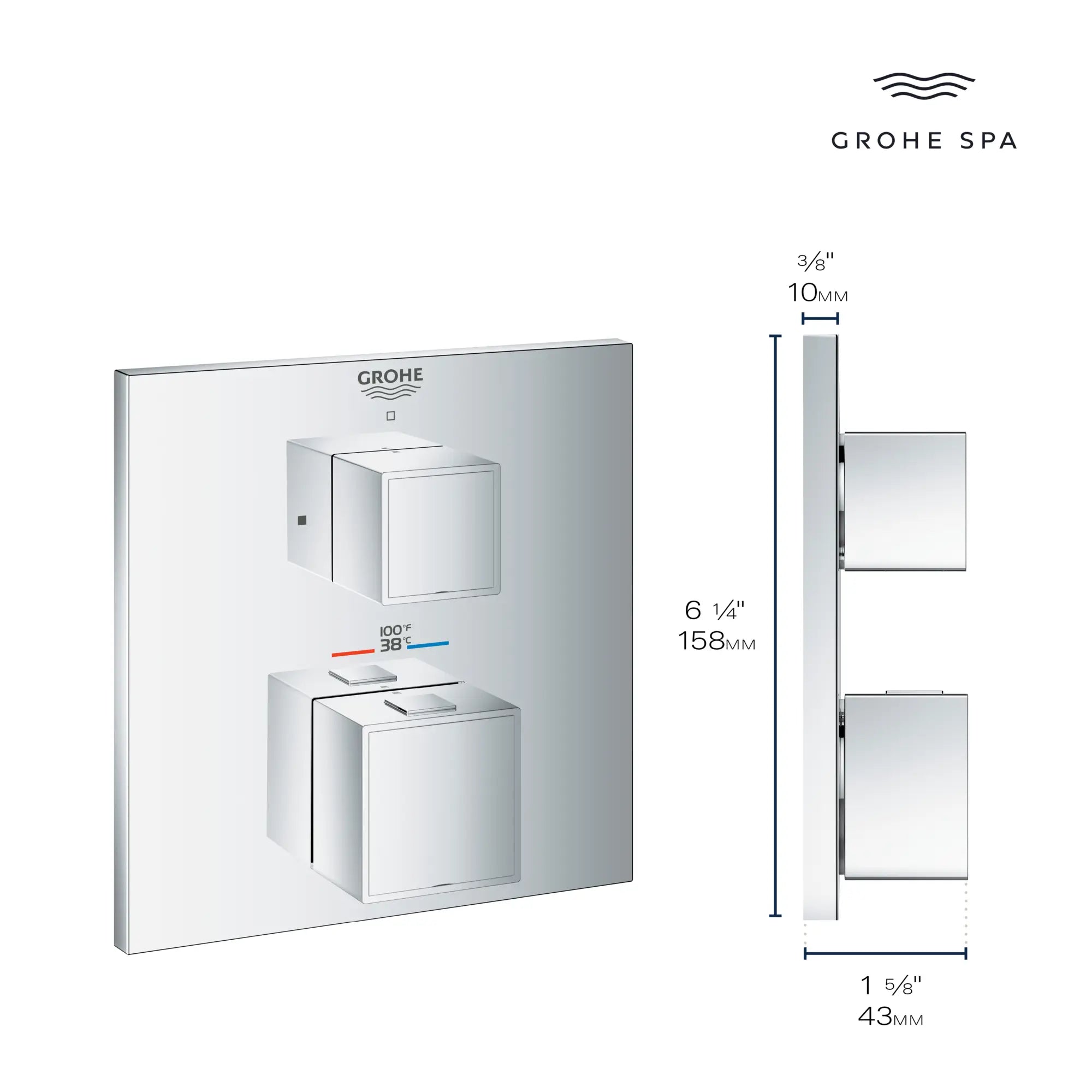 Garniture de valve thermostatique à fonction double, 2 poignées // CHROME STARLIGHT GROHE // 68961_GrohTherm_Infographic_24158_0003_APR2026_1_CDNwebp.webp