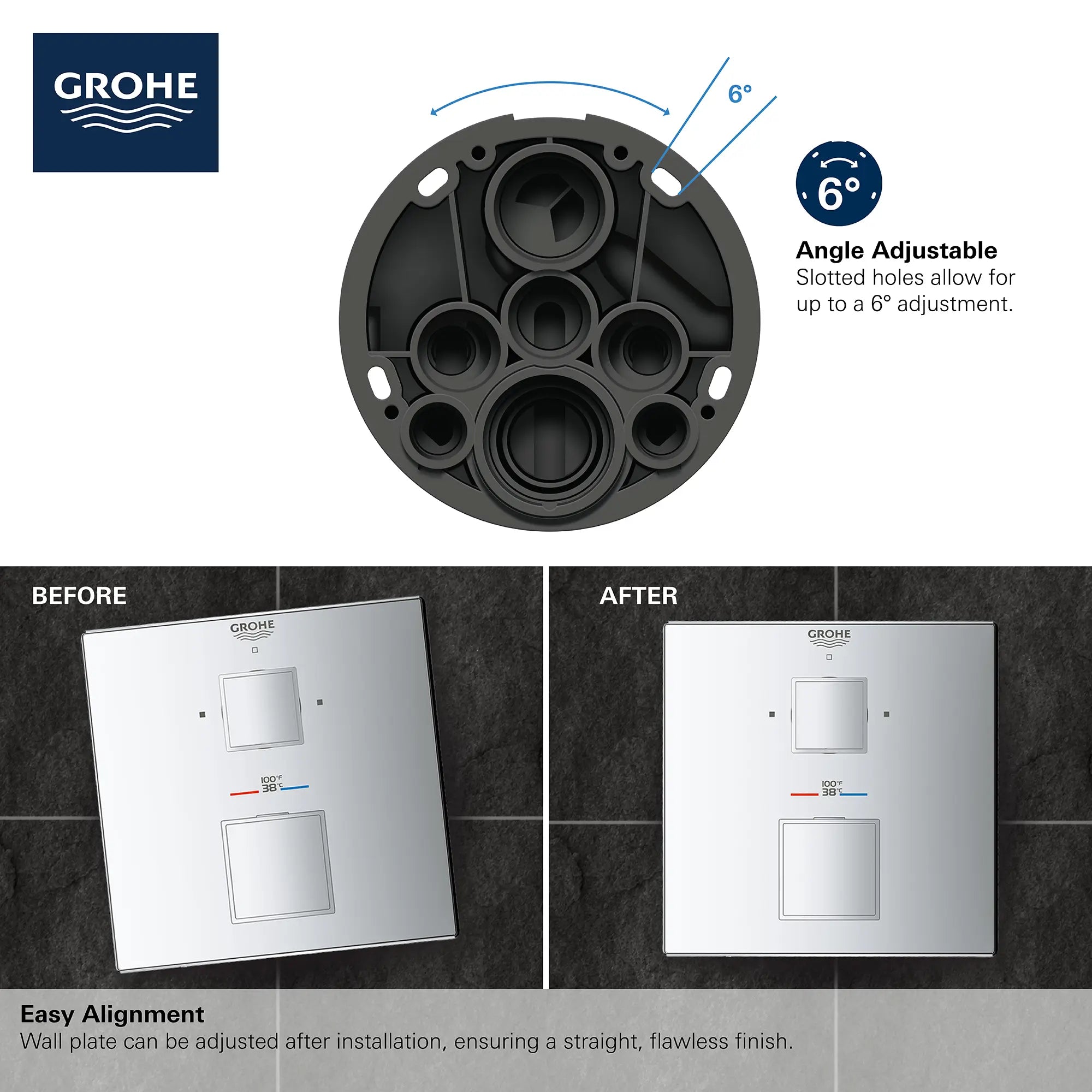 Garniture de valve thermostatique à fonction double, 2 poignées // CHROME STARLIGHT GROHE // 68969_GROHE_Info_Grohtherm_2handle_Thermo_24158_Cube_Dual_4_0_CDNwebp.webp