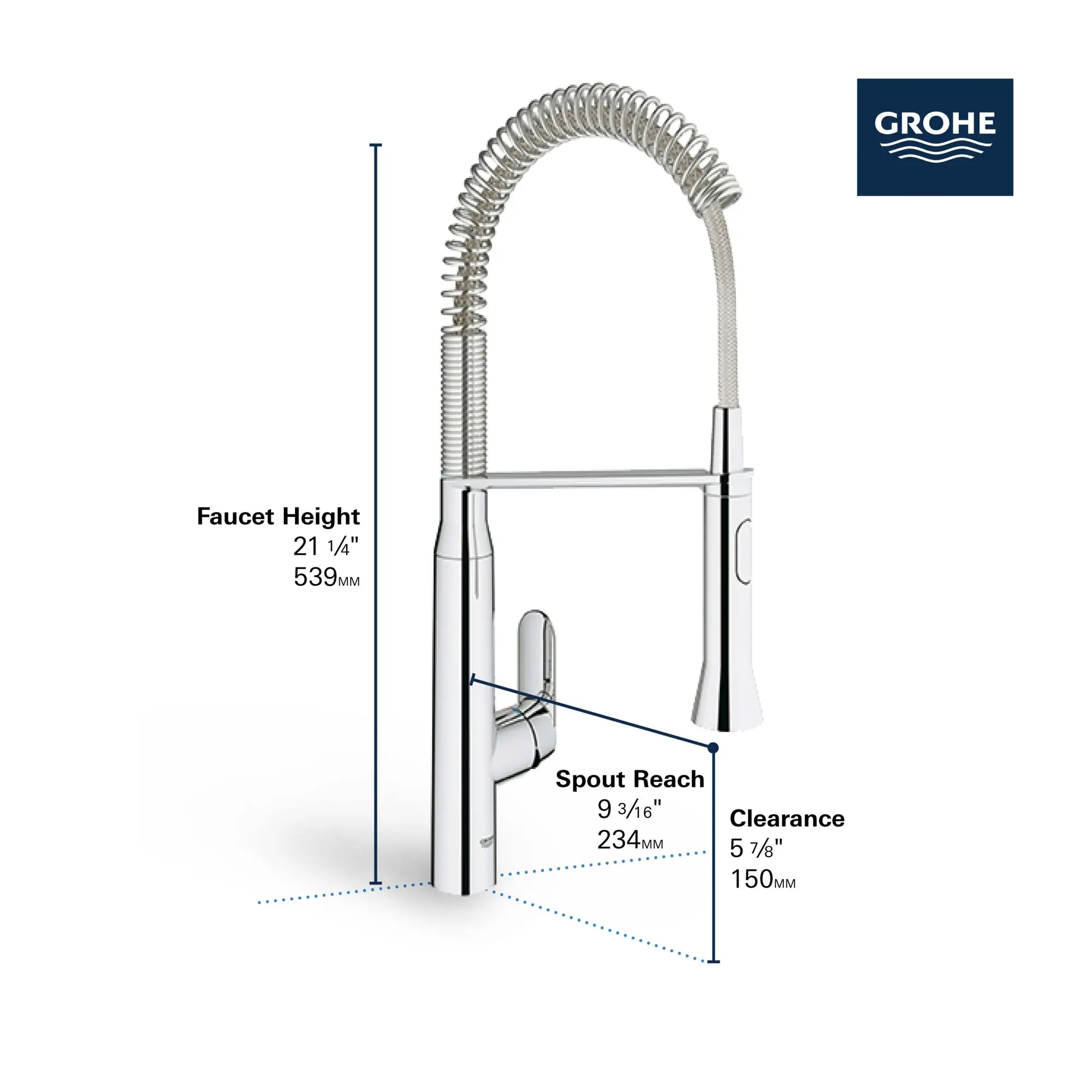 Robinet de cuisine moyen à poignée simple, semi-pro, à jet double, 6,6 L/min (1,75 gpm) // CHROME STARLIGHT GROHE // 68971_GROHE_K7_SemiPro_Kitchen_Faucet_31380_0_Infographics_2_0_CDNwebp.webp