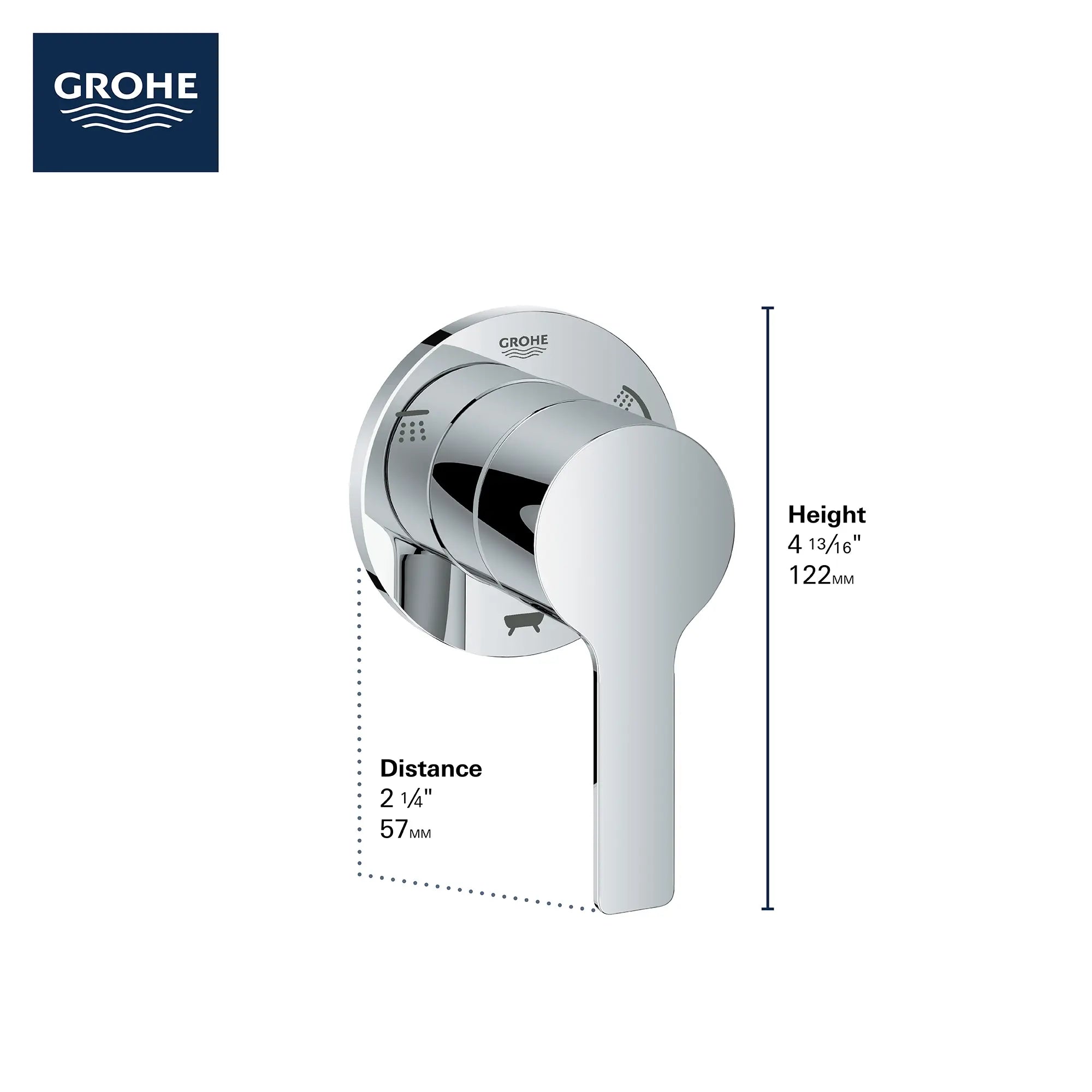 Garniture pour inverseur à 3 voies // CHROME STARLIGHT GROHE // 69006_2019_GROHE_Lineare_29215001_Infographic_0_CDNwebp.webp