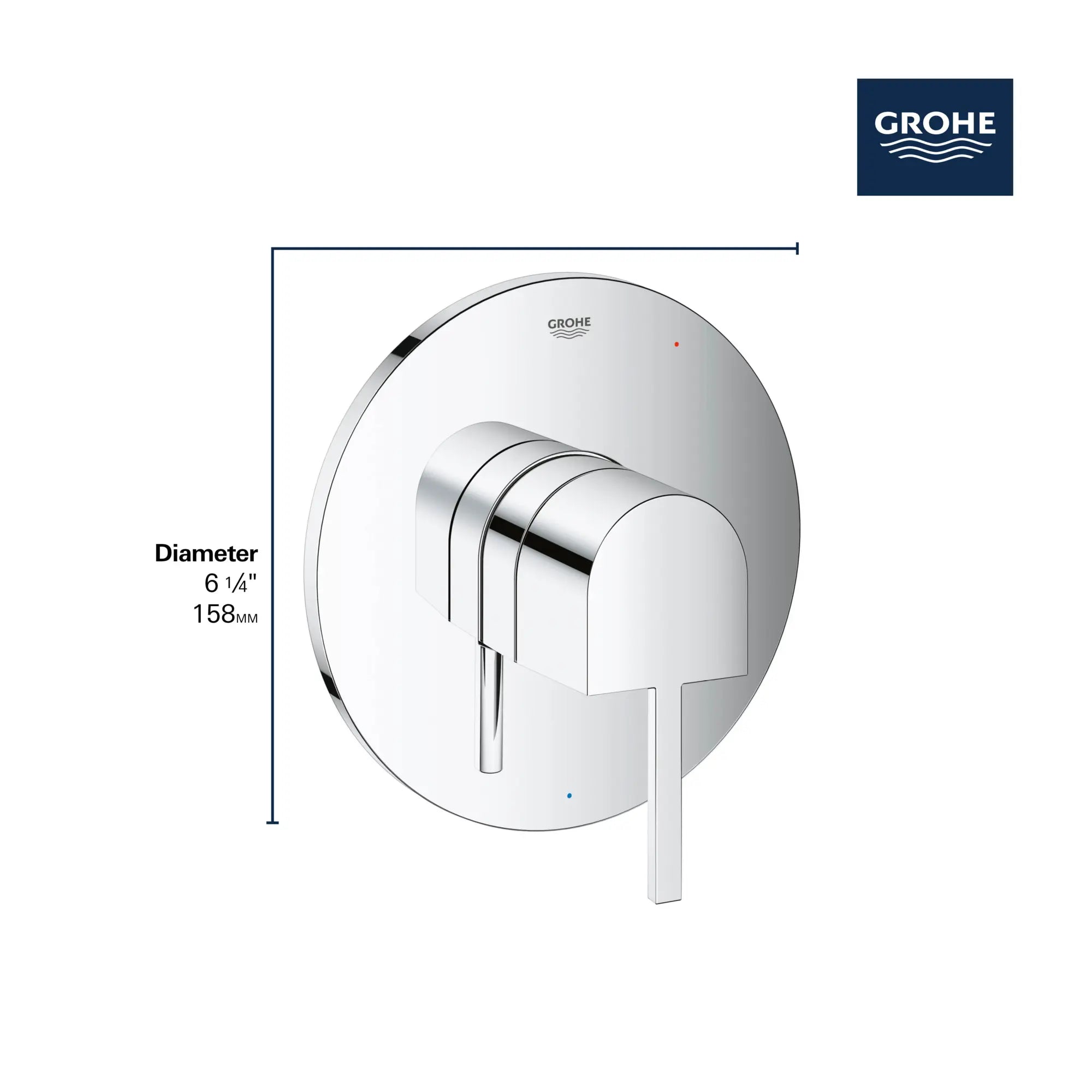 Plus Garniture d’obturateur régulateur de pression avec cartouche // CHROME STARLIGHT GROHE // 69033_GROHE_Plus_Trims_29331_3_Infographics_2_0_CDNwebp.webp