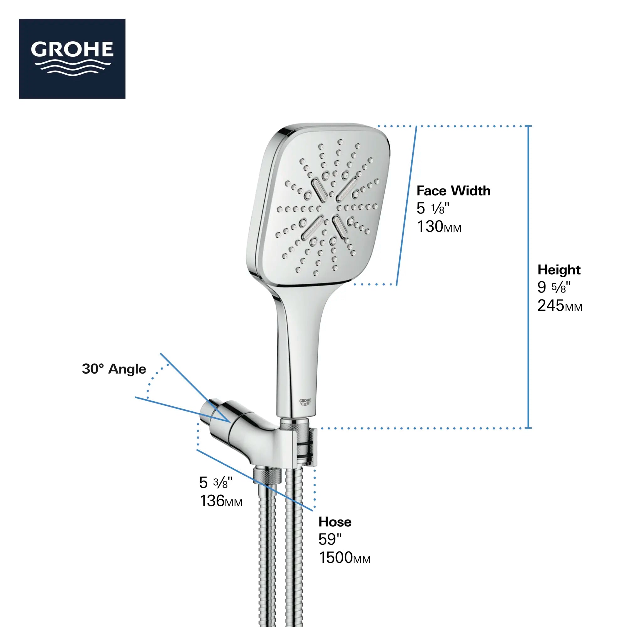 Ensemble de douchette - 3 jets, 6,6 L/min (1,75 gpm) // CHROME STARLIGHT GROHE // 69120_GROHE_Info_SmartActive_HandShower_26605_F1_0_CDNwebp.webp