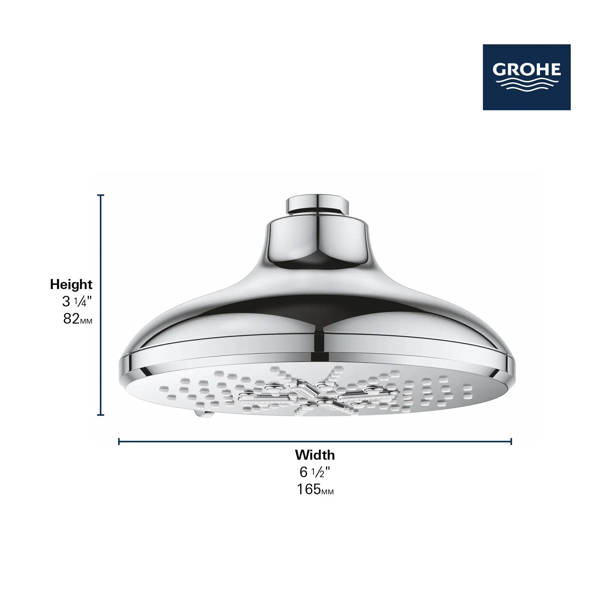 Pomme de douche de  6-½ po - 3 jets, 1,75 gpm // CHROME STARLIGHT GROHE // 69124_GROHE_SmartActive_Round_ShowerHead_26789_0_Infographics_2_0_CDNwebp.webp