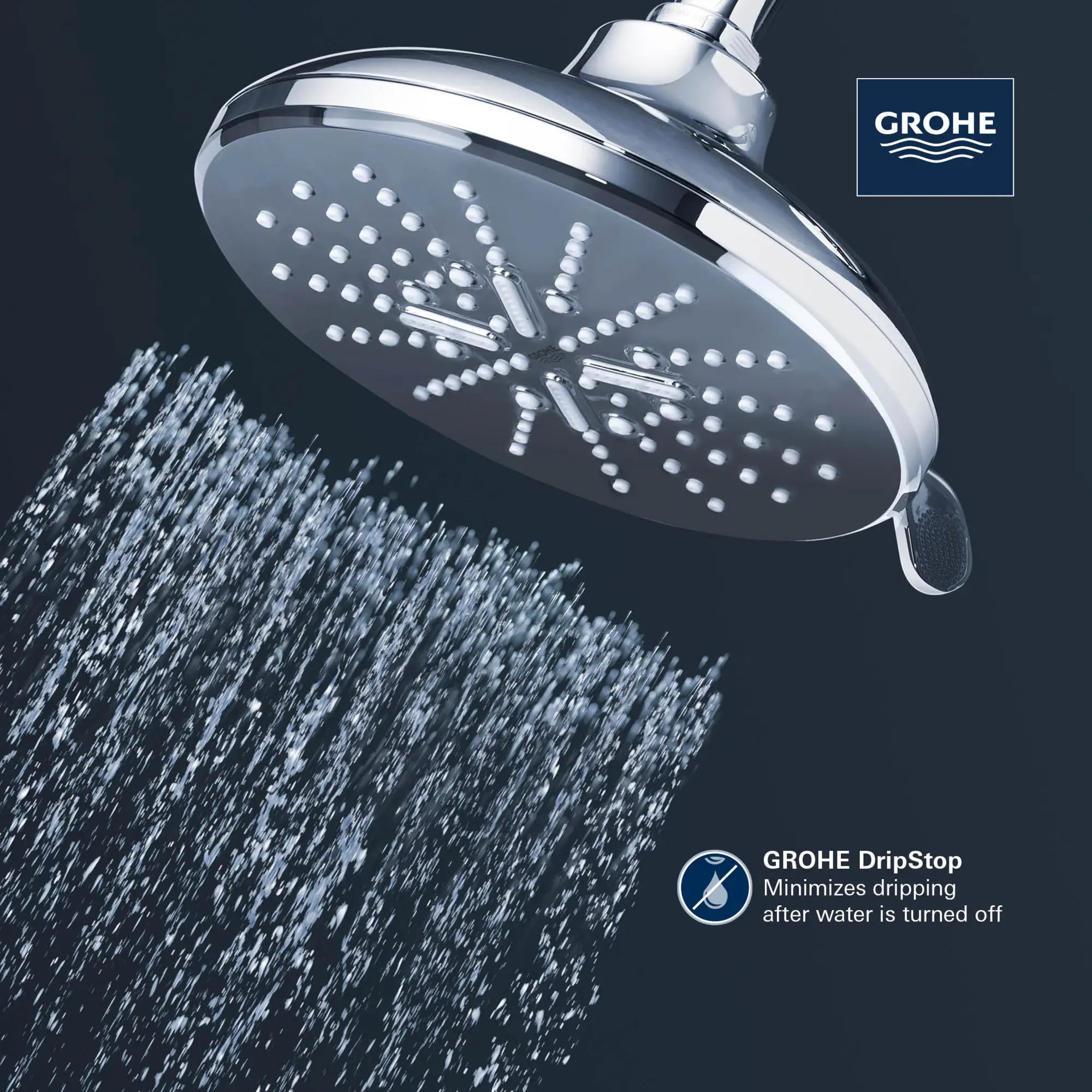 Pomme de douche de  6-½ po - 3 jets, 1,75 gpm // CHROME STARLIGHT GROHE // 69130_GROHE_SmartActive_Round_ShowerHead_26789_0_Infographics_4_0_CDNwebp.webp
