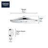 [26644000] Shower Head with Remote, 12" - 2 Sprays, 1.75 GPM (6.6 L/min) - GROHE StarLight Chrome