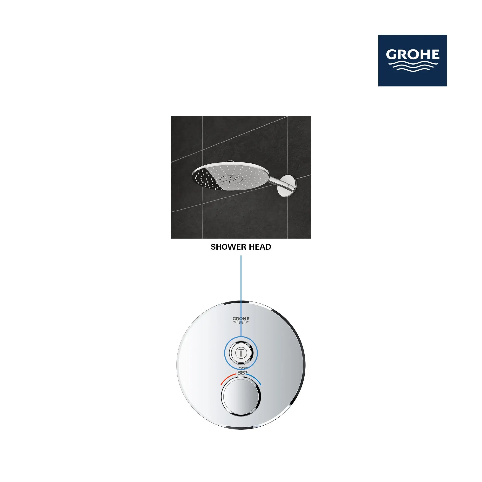GrohTherm SmartControl - Garniture de valve thermostatique à fonction simple // CHROME STARLIGHT GROHE // 69156_GROHE_SmartControl_Round_29136000_Single_Function_Info_4_0_CDNwebp.webp