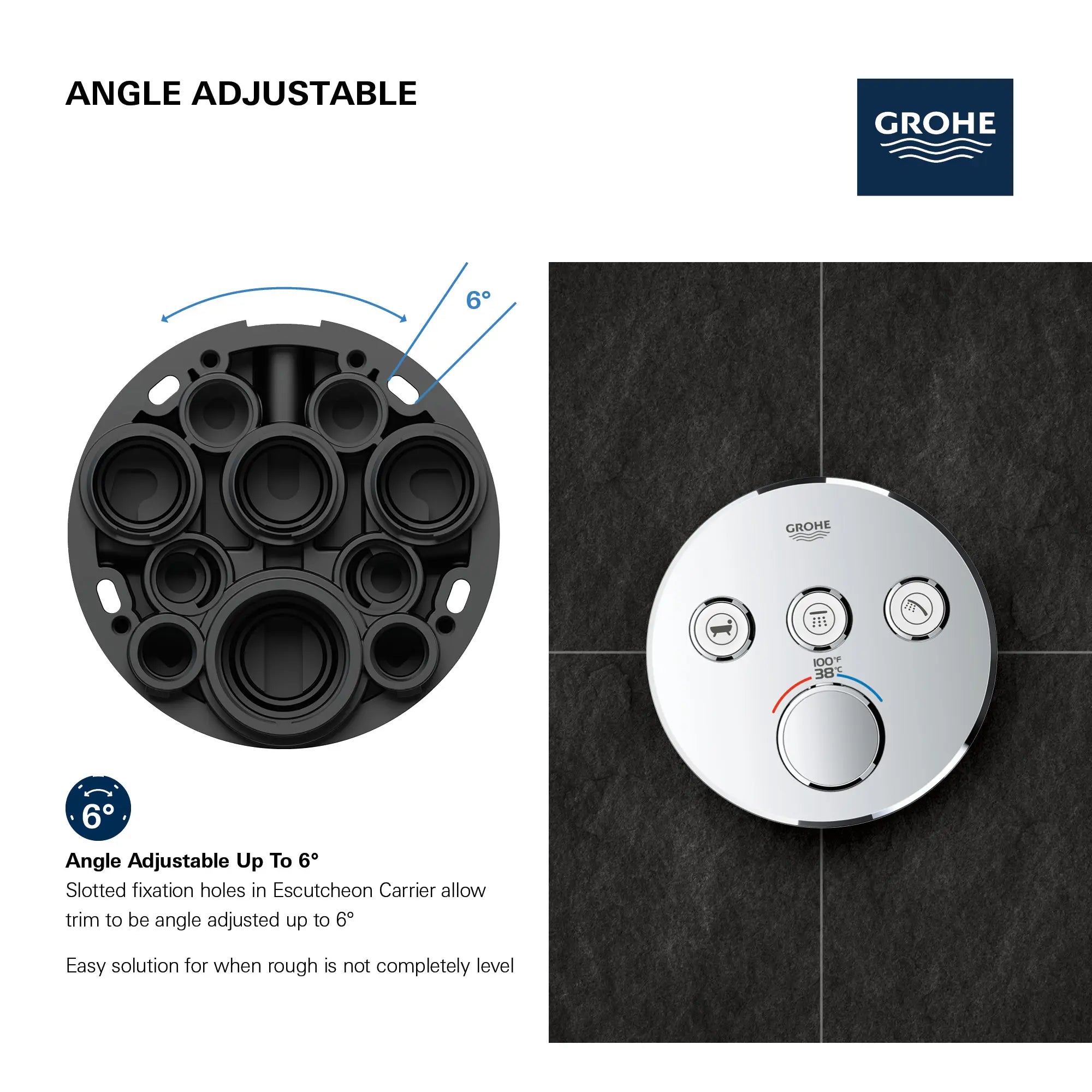 GrohTherm SmartControl Garniture de valve thermostatique à fonction triple // CHROME STARLIGHT GROHE // 69166_GROHE_SmartControl_Round_29138000_Triple_Function_Info_3_0_CDNwebp.webp