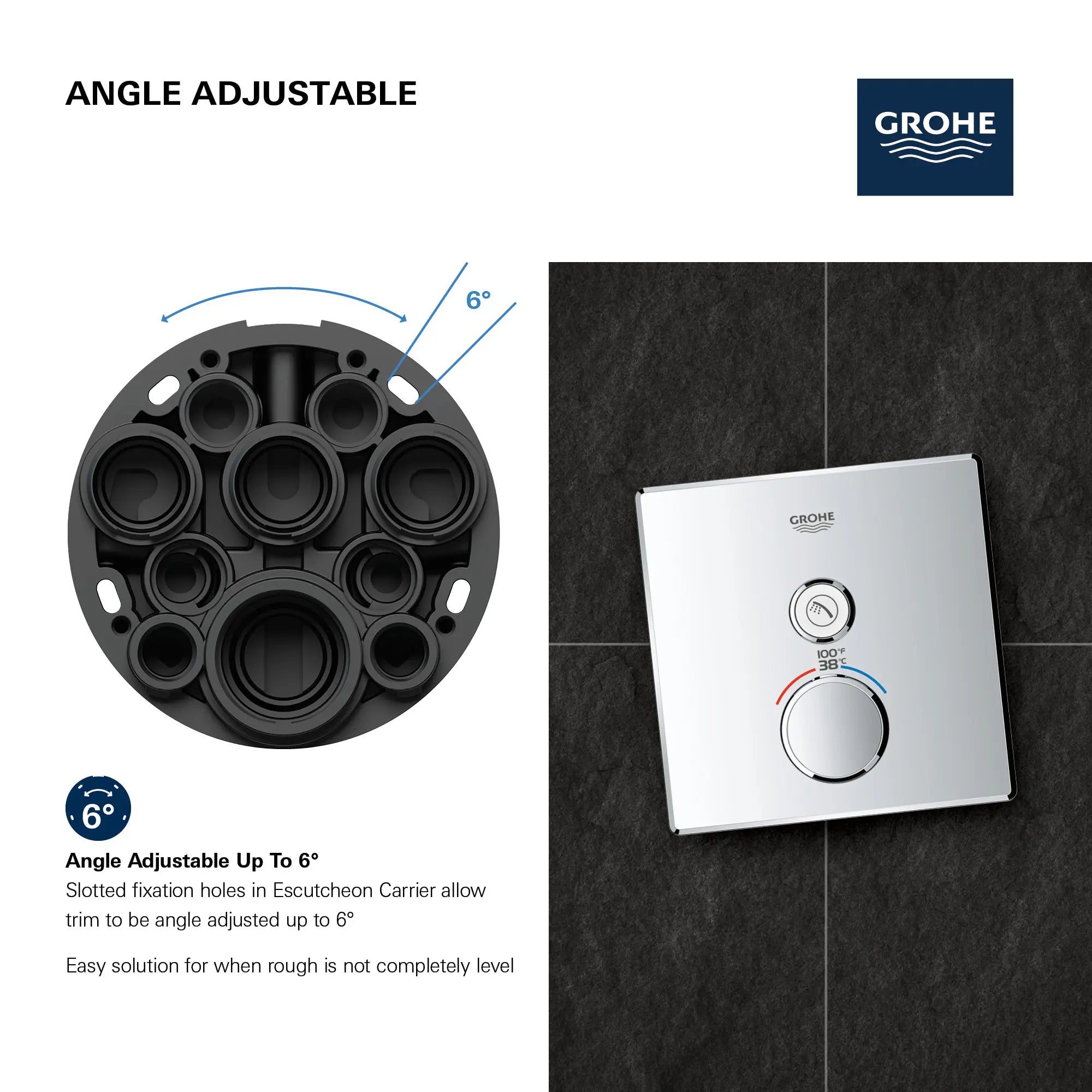 GrohTherm SmartControl Garniture de valve thermostatique à fonction simple  // CHROME STARLIGHT GROHE // 69173_GROHE_SmartControl_Square_29140000_Single_Function_Info_3_0_CDNwebp.webp