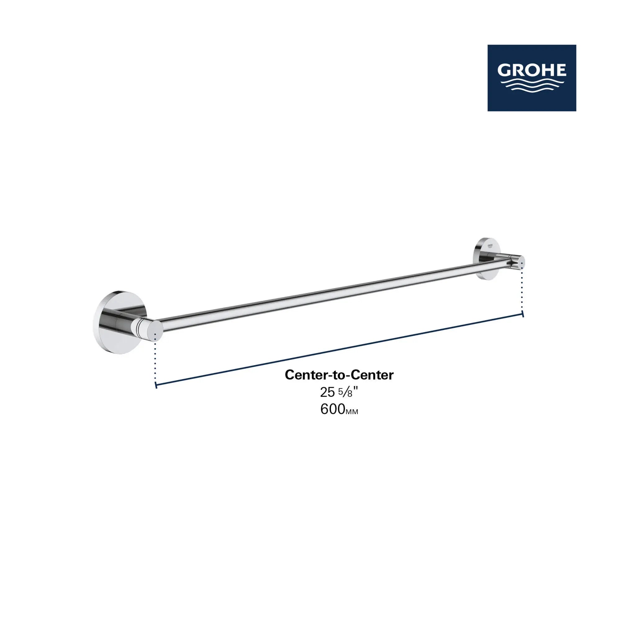 Essentials Porte-serviette // CHROME STARLIGHT GROHE // 69228_GROHE_Matte_Black_Launch_DIMENSIONAL_40366_1_Infographics_1_0_CDNwebp.webp