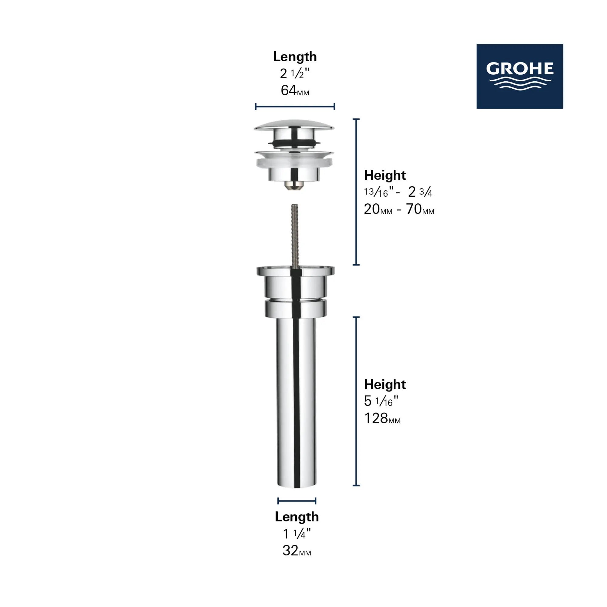 Garniture de vidage // CHROME STARLIGHT GROHE // 69237_GROHE_Matte_Black_Launch_DIMENSIONAL_65818_0_Infographics_1_0_CDNwebp.webp