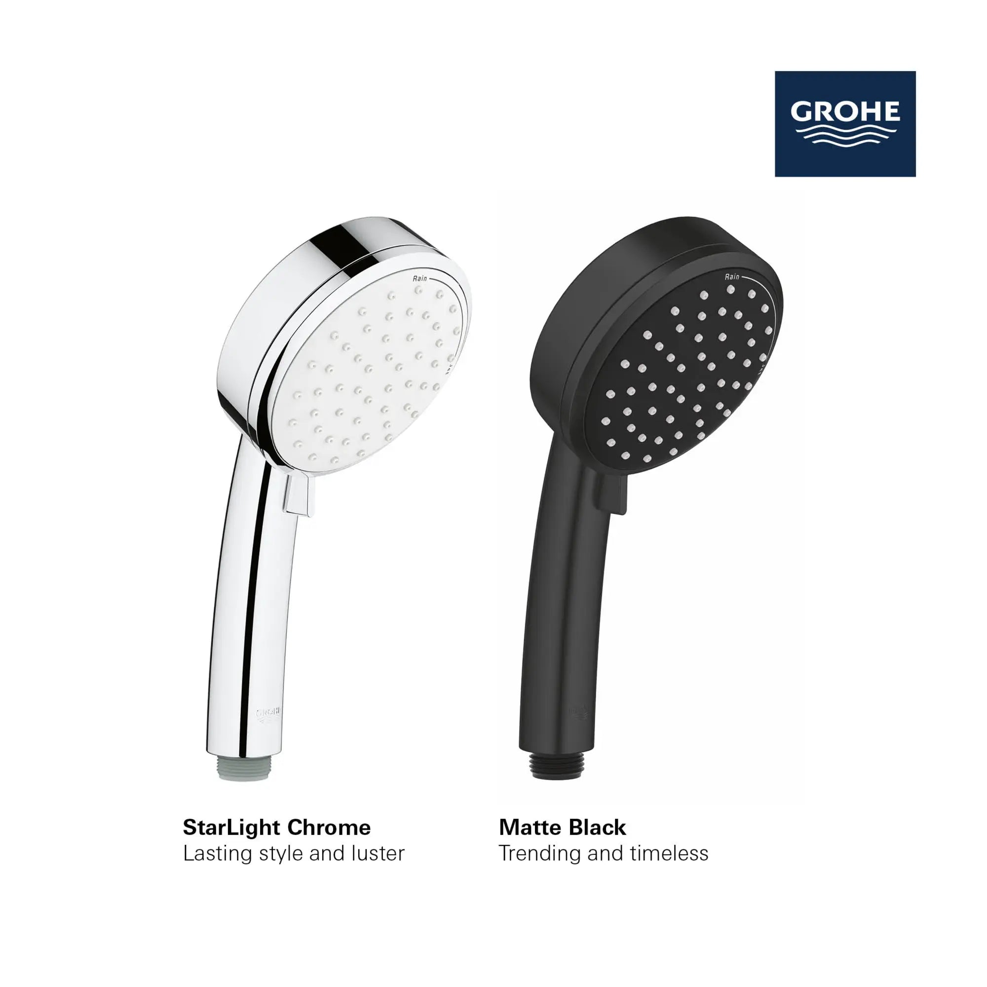 Douchette 100 - 2 jets, 5,7 L/min (1,5 gpm) // CHROME STARLIGHT GROHE // 69246_GROHE_Matte_Black_Launch_FINISH_27571_E_TEMPESTA_COSMOPOLITAN_100_HAND_SHOWER_Info_1_0_CDNwebp.webp