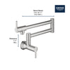 [31075DC2] GROHE Zedra 2-Handle Wall Mount Pot Filler - SuperSteel InfinityFinish