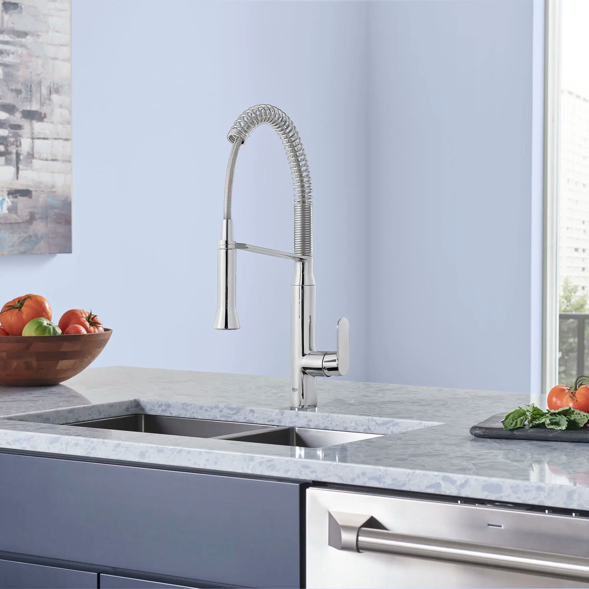 Robinet de cuisine moyen à poignée simple, semi-pro, à jet double, 6,6 L/min (1,75 gpm) // CHROME STARLIGHT GROHE // 71913_B-31380000_CDNwebp.webp