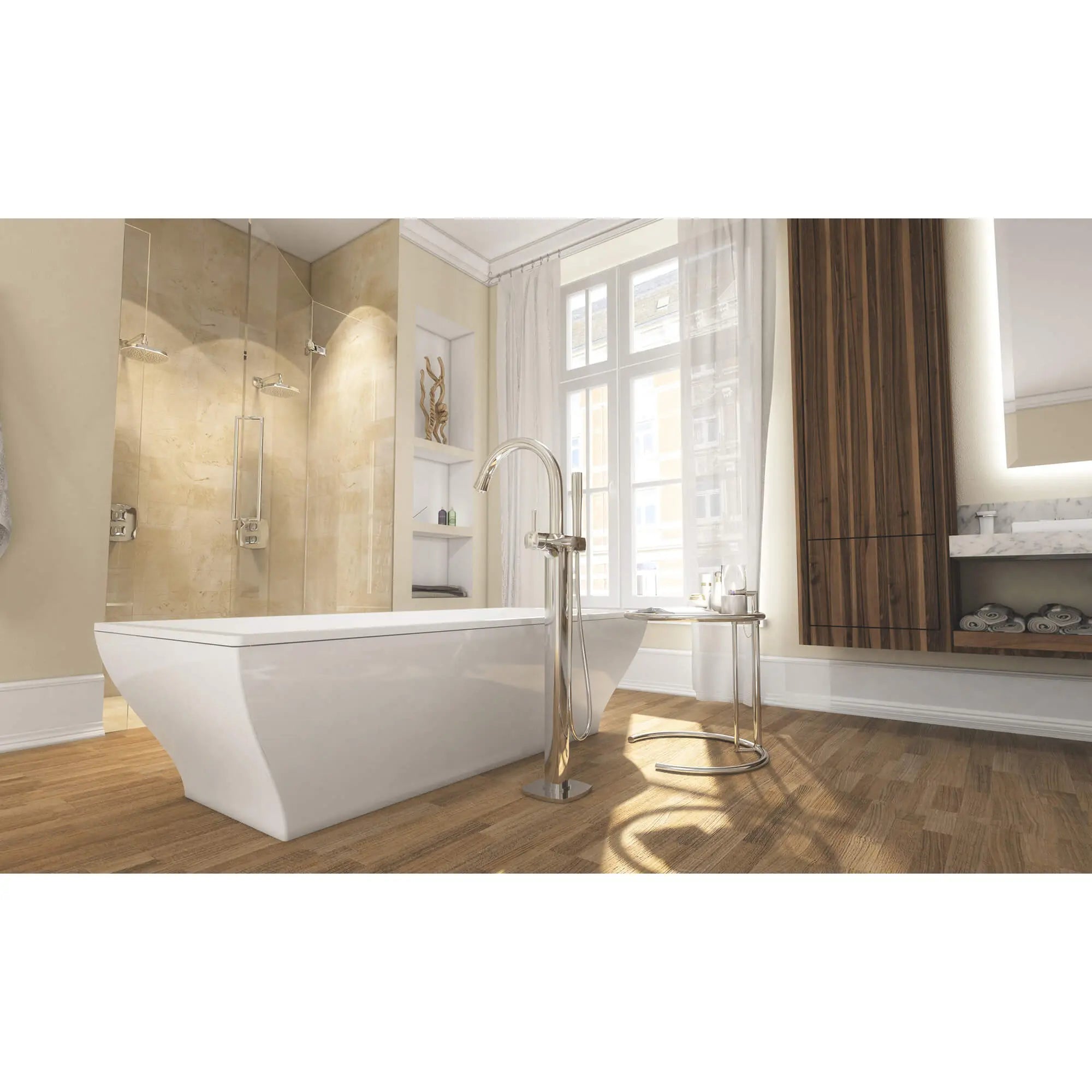 Grandera Robinet de baignoire à montage au sol avec douchette // CHROME STARLIGHT GROHE // 788_23318000-floor-standing-tub-filler-enviro-1_0_CDNwebp.webp