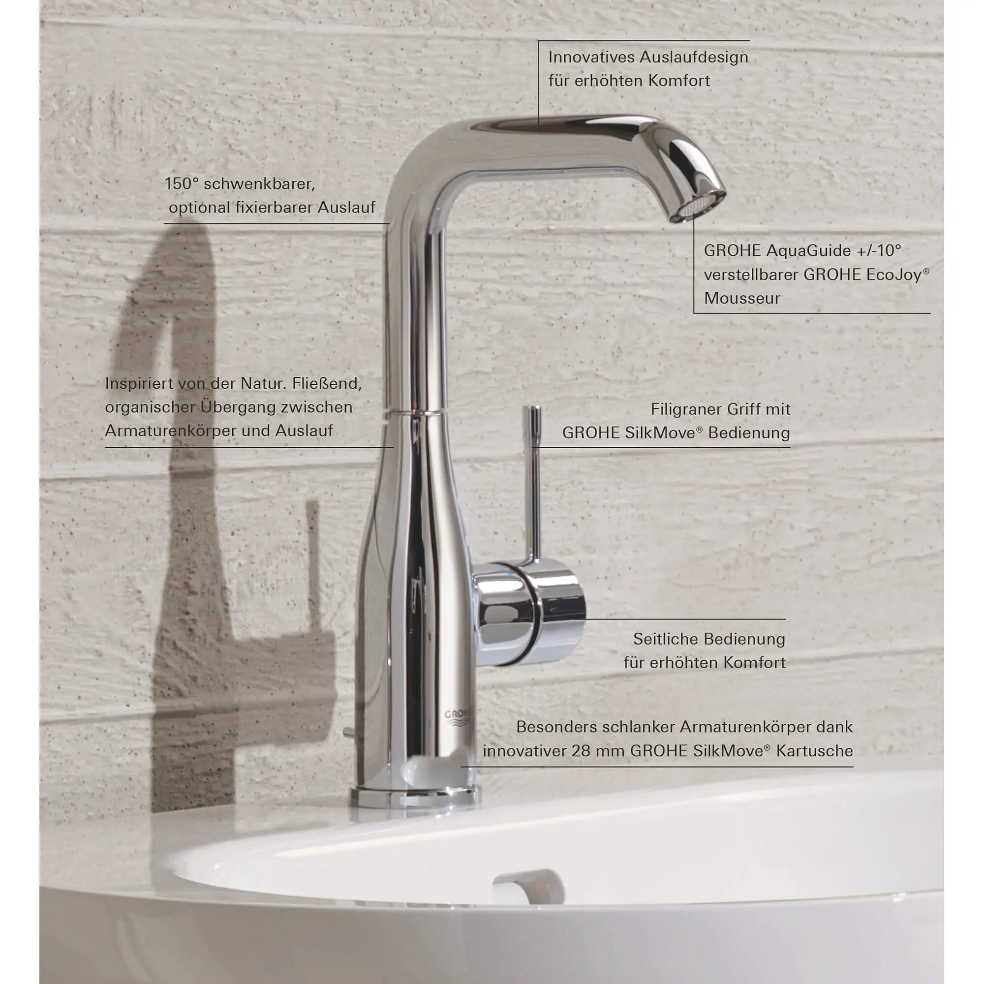 Robinet de salle de bain à poignée unique de grande taille // CHROME STARLIGHT GROHE // 827_23486001-single-handle-bathroom-faucet-l-size-enviro-4_0_CDNwebp.webp