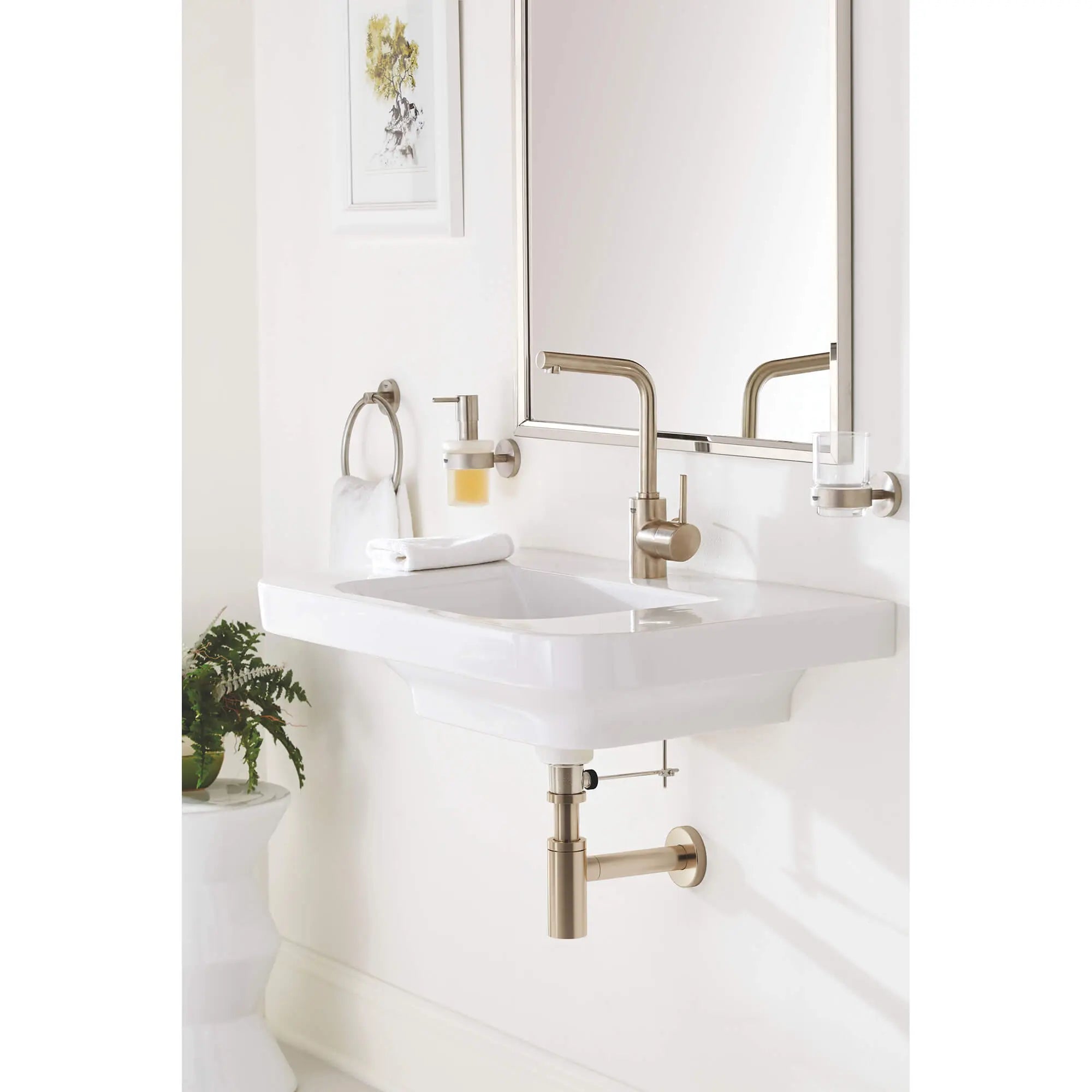 Robinet monotrou à poignée simple pour salle de bain, taille G, 4,5 L/min (1,2 gpm) // NICKEL BROSSÉ INFINITYFINISH // 851_23737en2-single-handle-bathroom-faucet-l-size-enviro-1_0_CDNwebp.webp