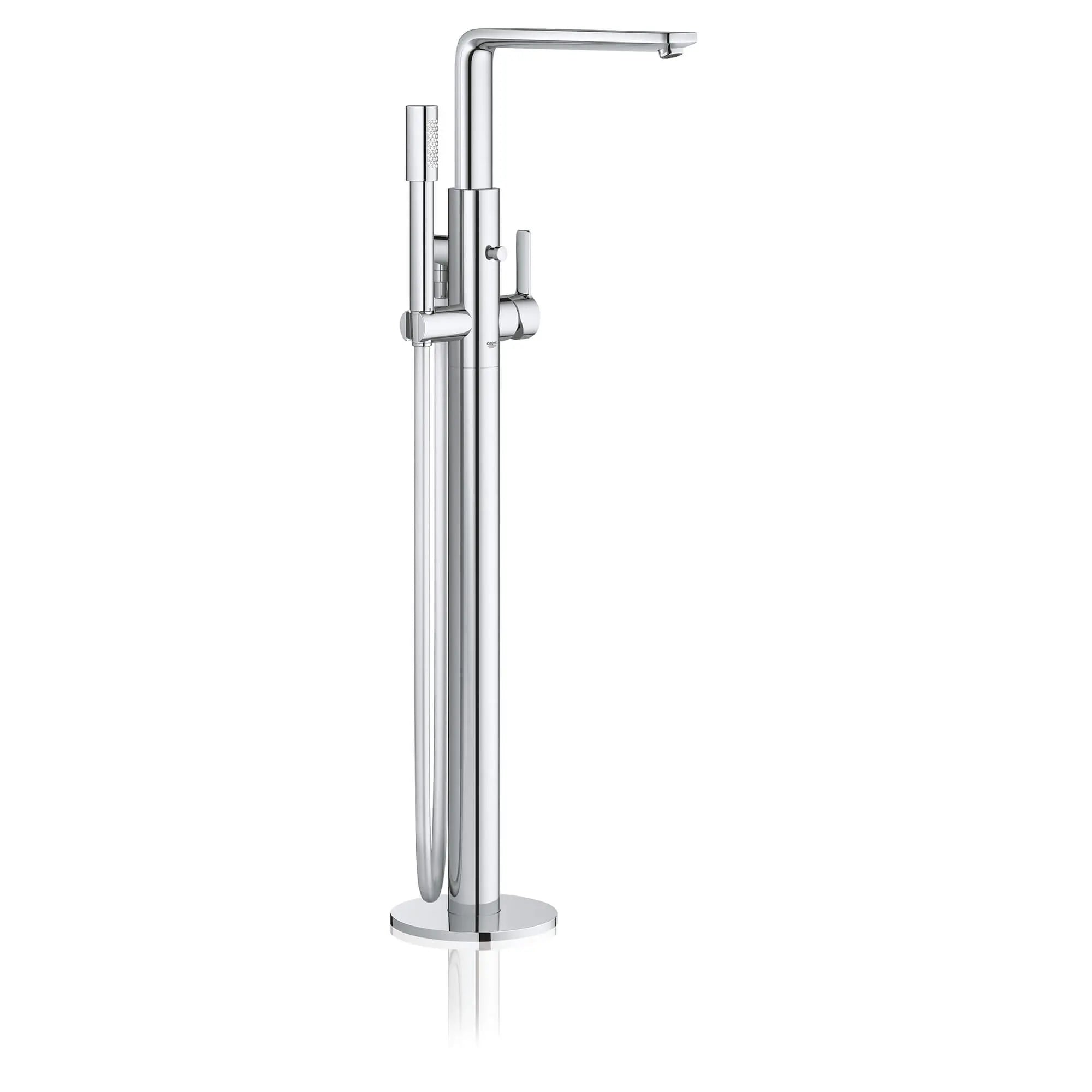 Lineare Robinet de baignoire autoportant à poignée simple avec douchette à 6,6 L/min (1,75 gpm) // CHROME STARLIGHT GROHE // 854_23792001-floor-standing-tub-filler-enviro-1_0_CDNwebp.webp