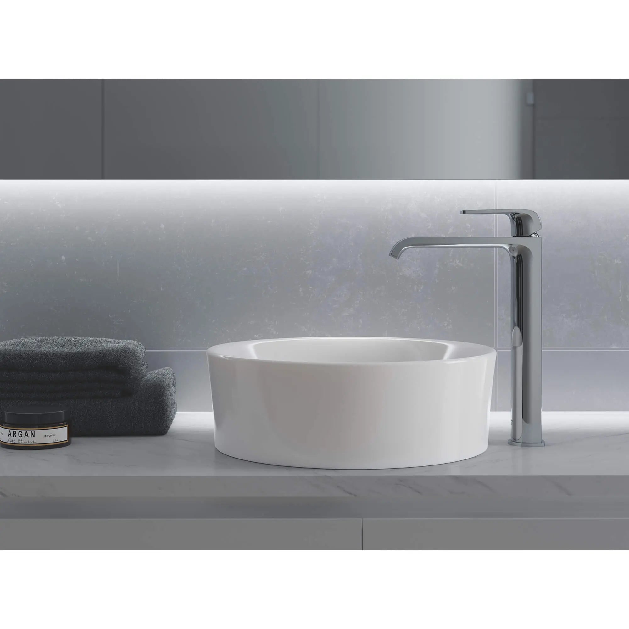 Robinet monotrou pour vasque, à poignée simple monté sur le tablier, 4,5 L/min (1,2 gpm) // CHROME STARLIGHT GROHE // 917_23869000-vessel-bathroom-faucet-xl-size-enviro-1_0_CDNwebp.webp