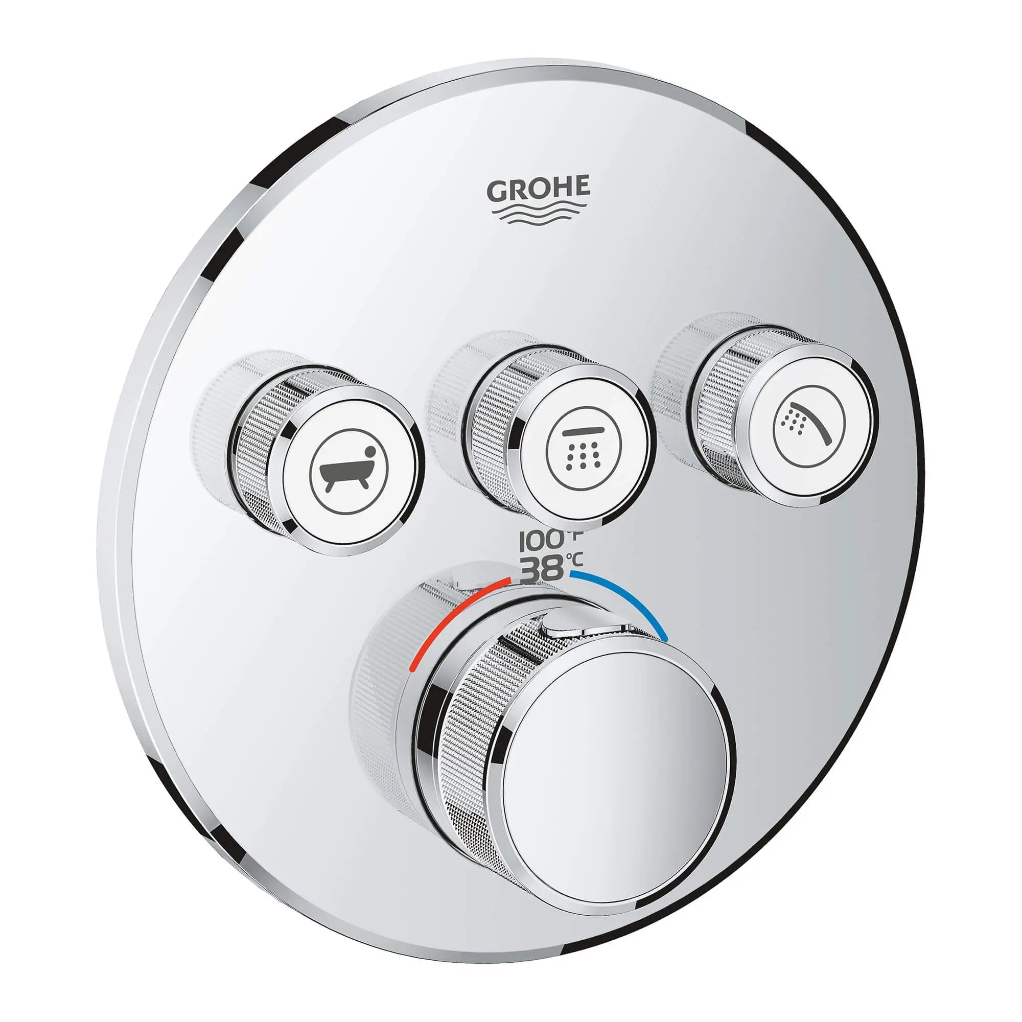 GrohTherm SmartControl Garniture de valve thermostatique à fonction triple // CHROME STARLIGHT GROHE // 92675_CM_29138000_Main_Image_URL_2000.1_CDNwebp.webp