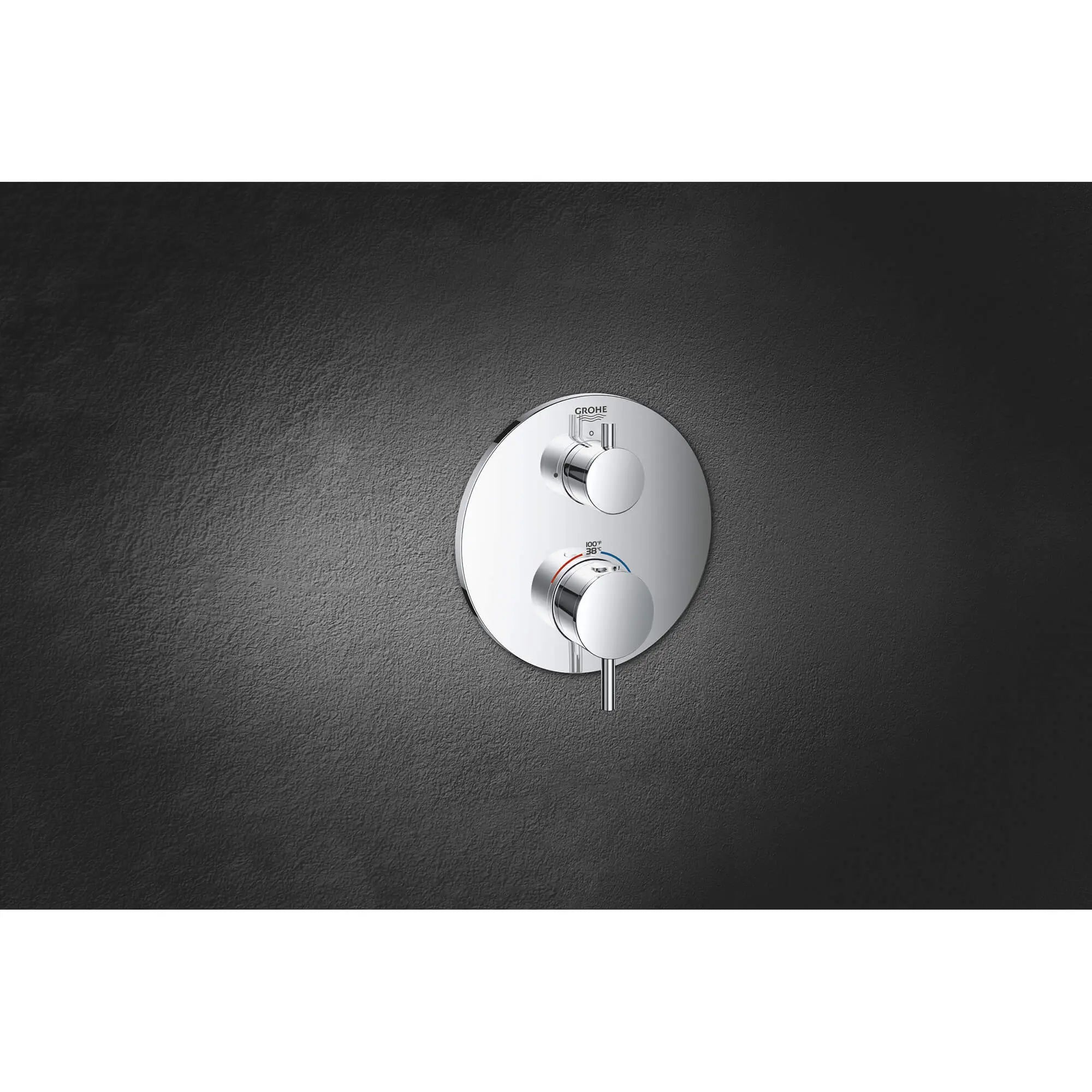 Garniture de valve thermostatique à fonction double avec module de contrôle // CHROME STARLIGHT GROHE // 949_24151003-dual-function-2-handle-thermostatic-trim-enviro-1_0_CDNwebp.webp